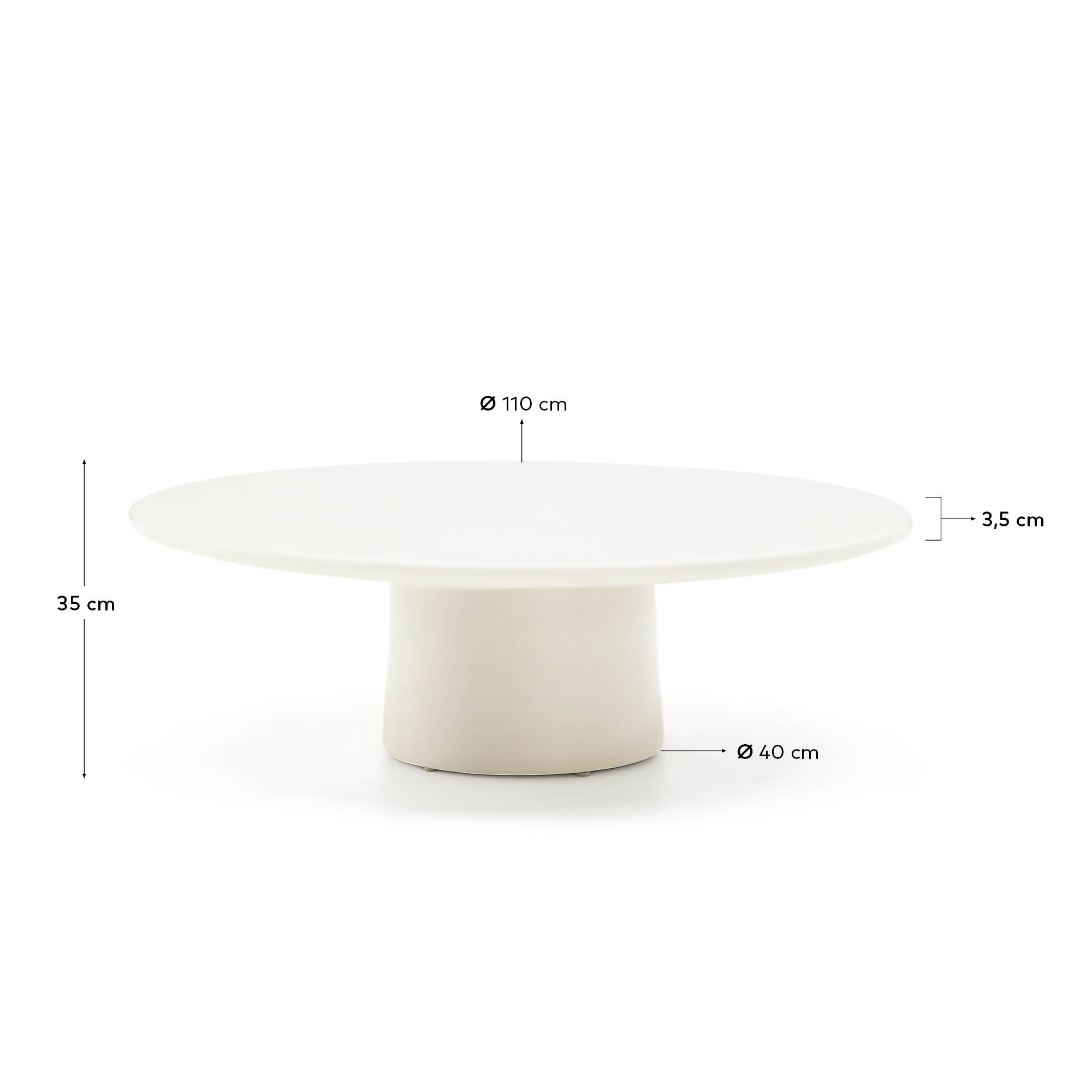 Albanella coffee table in cement with glossy white finish Ø110cm