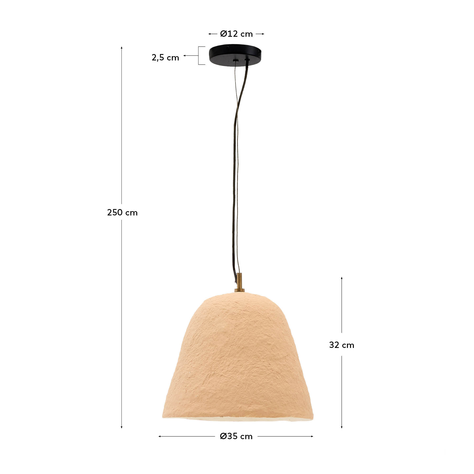 Lisora ceiling lamp in beige papier-mâché Ø35cm