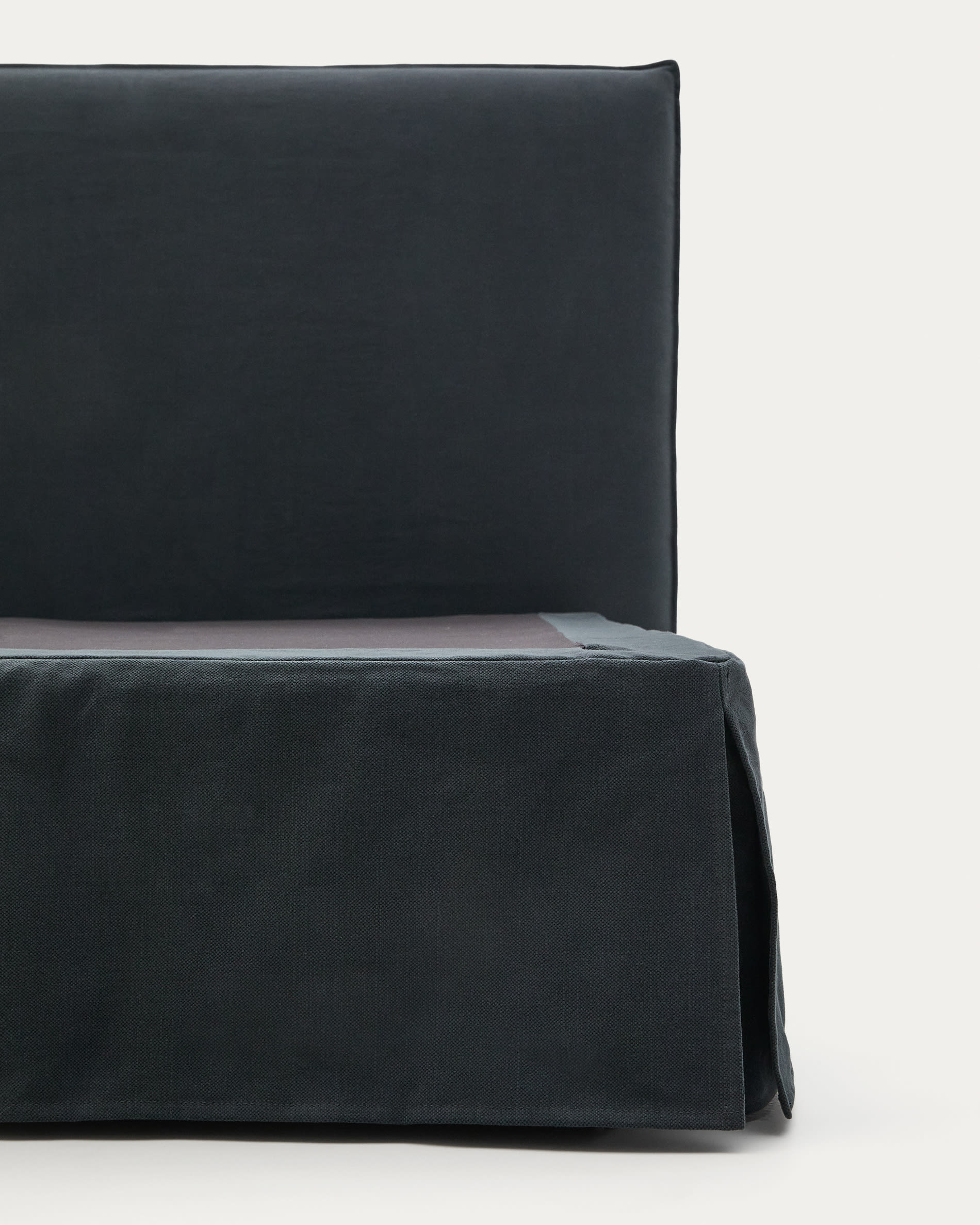 Anthracite grey linen and cotton Jaira bed base cover for a 90 x 200 cm mattress