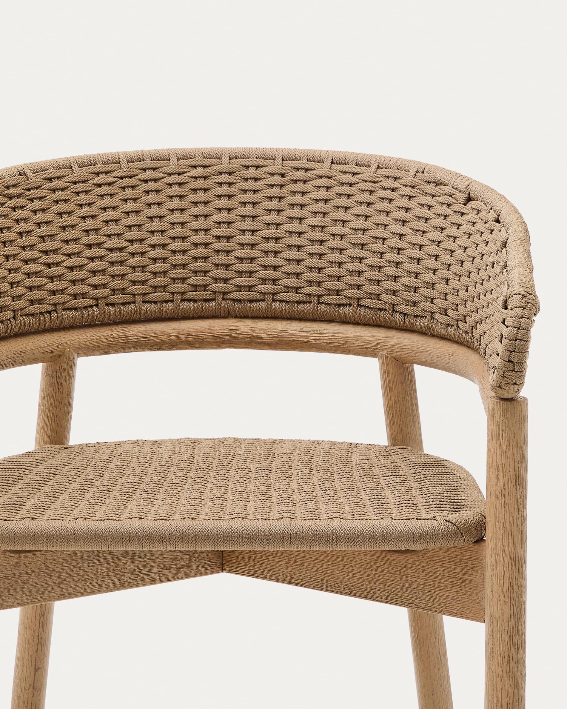 Arinella stool in FSC 100% solid acacia wood with natural finish and beige rope cord 75cm