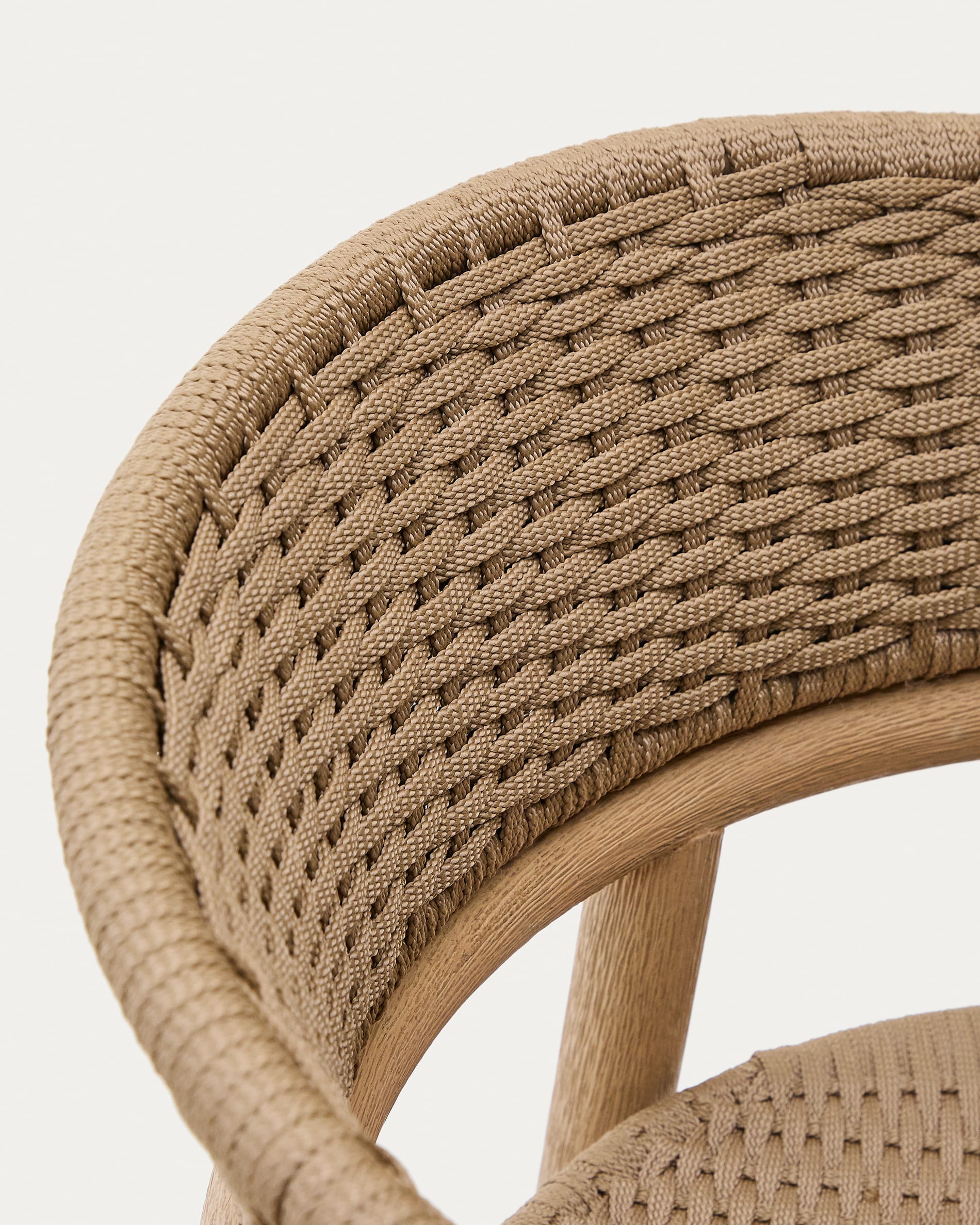 Arinella stool in FSC 100% solid acacia wood with natural finish and beige rope cord 75cm