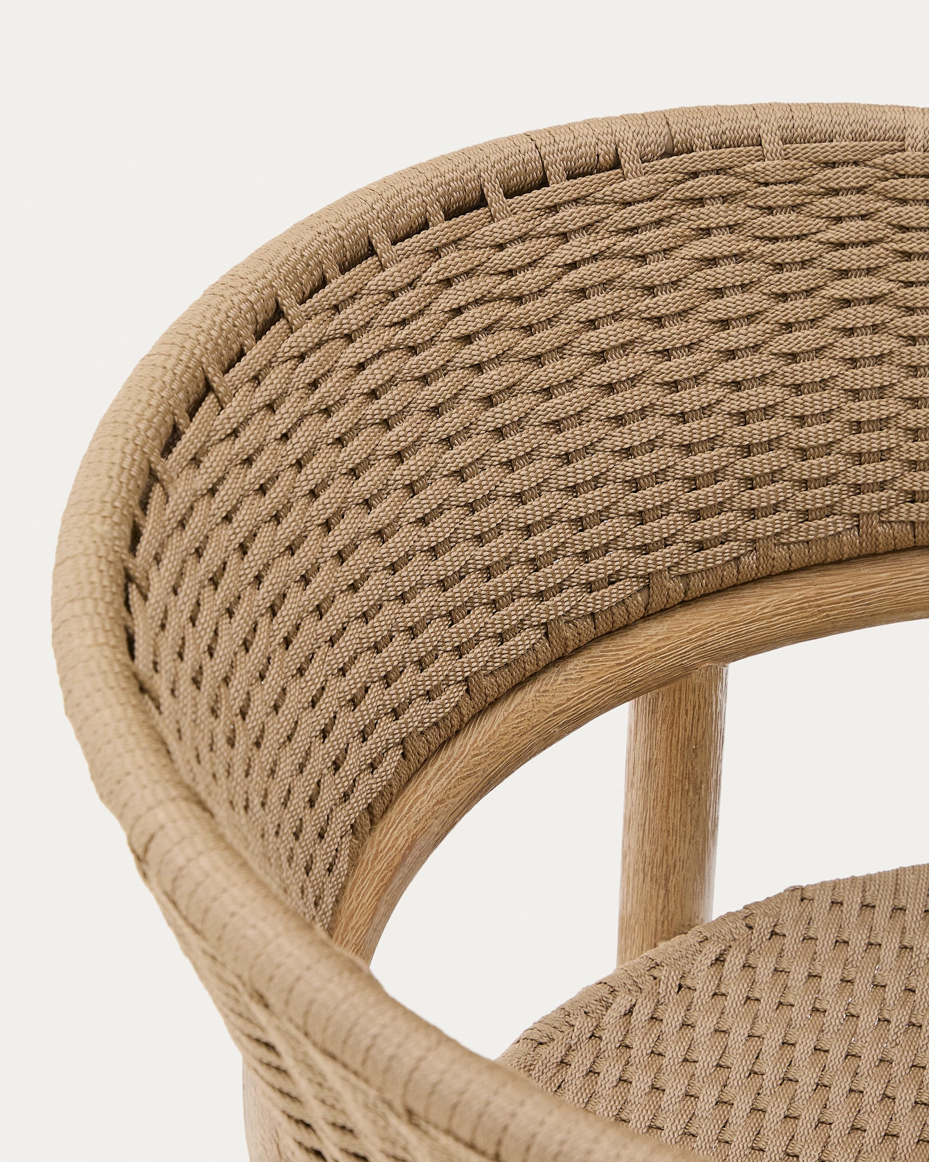 Arinella chair in FSC 100% solid acacia wood with natural finish and beige rope cord