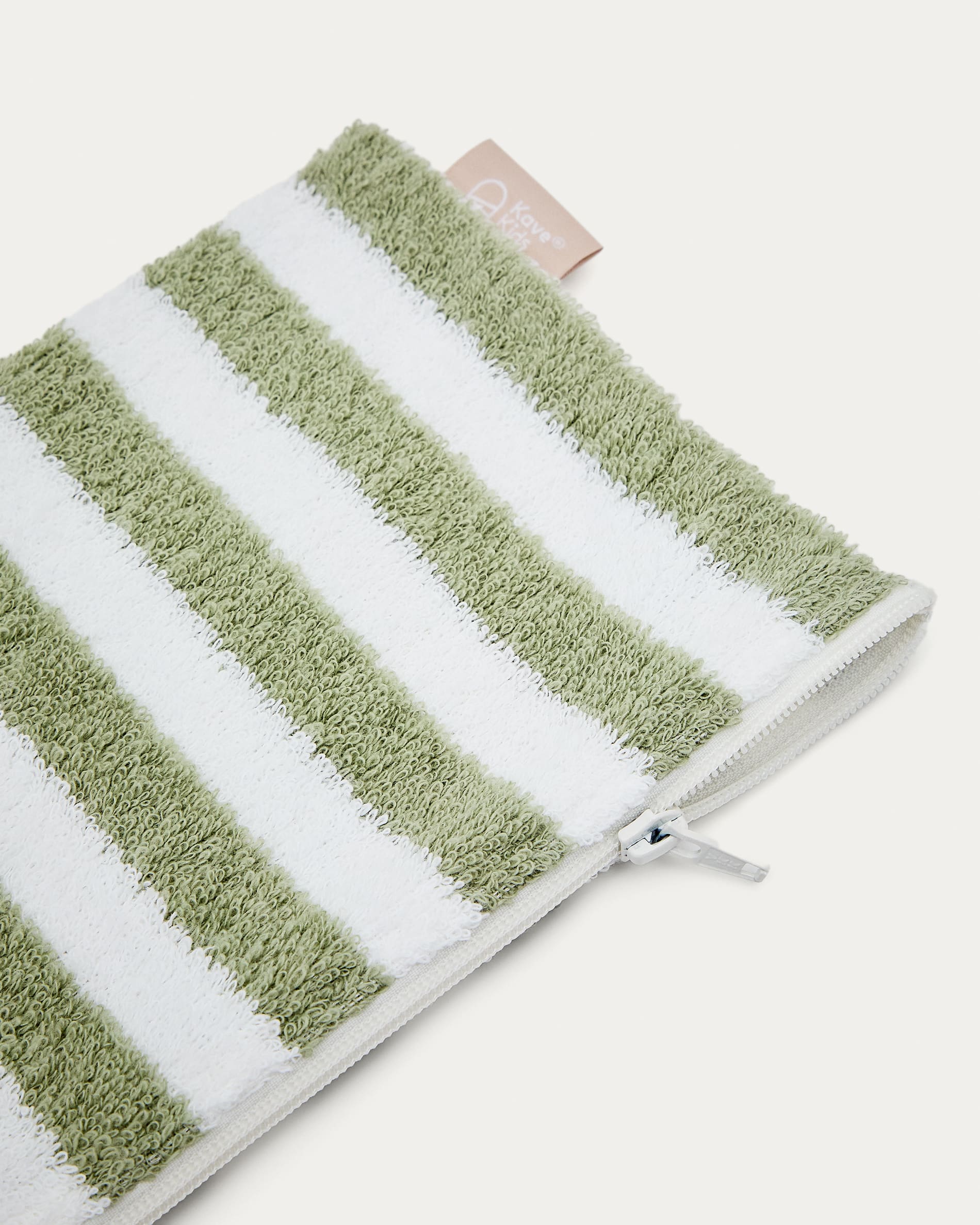 Nuni cotton toiletries bag with green and white stripes