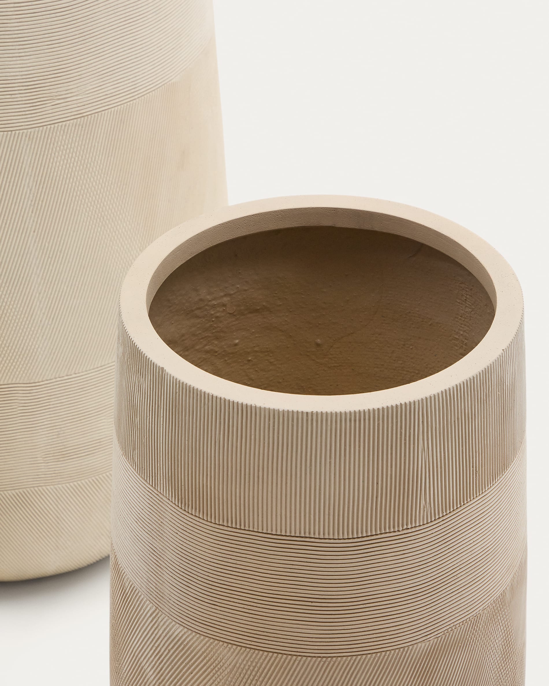Tival beige cement-effect planter Ø 45 cm / Ø 32 cm
