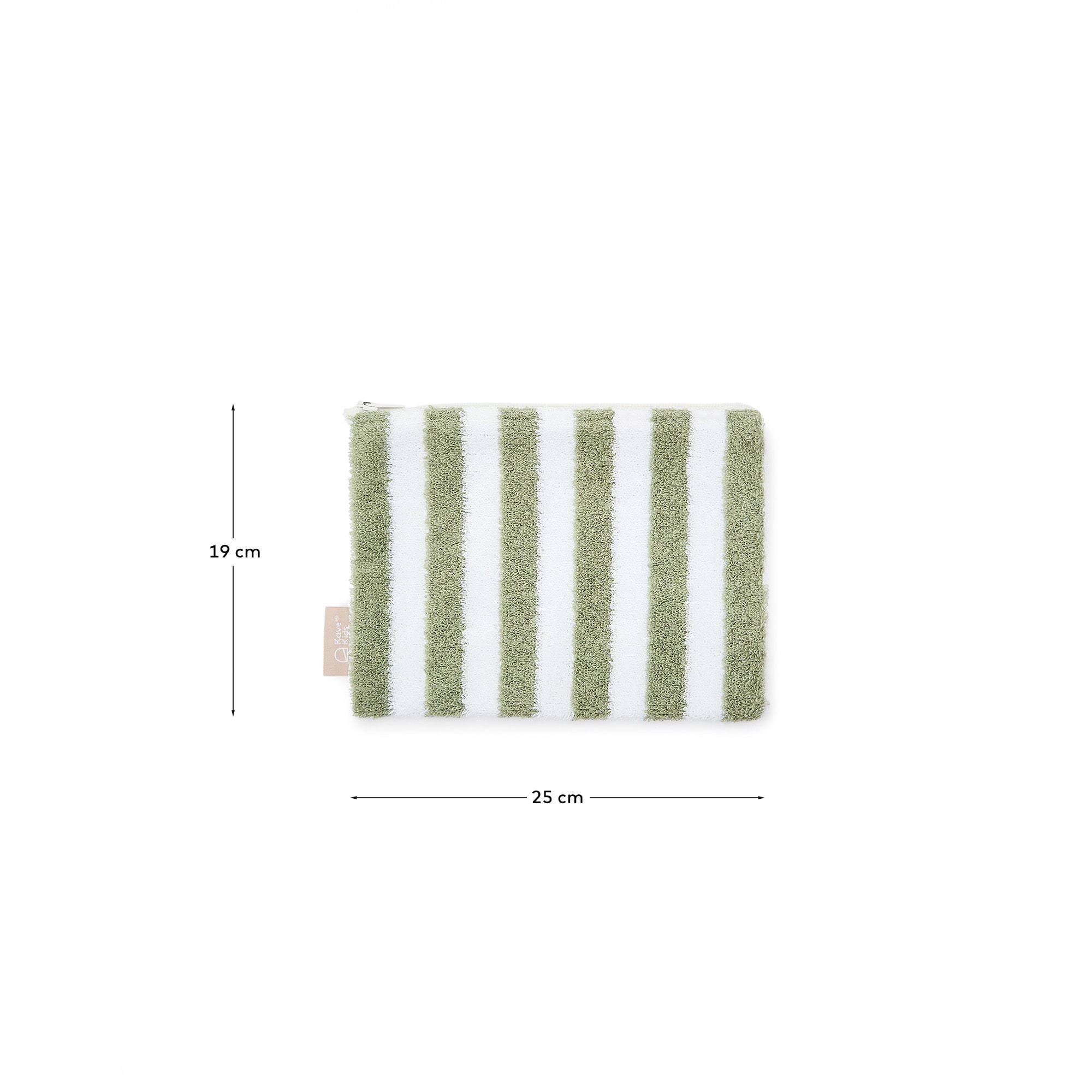 Nuni cotton toiletries bag with green and white stripes