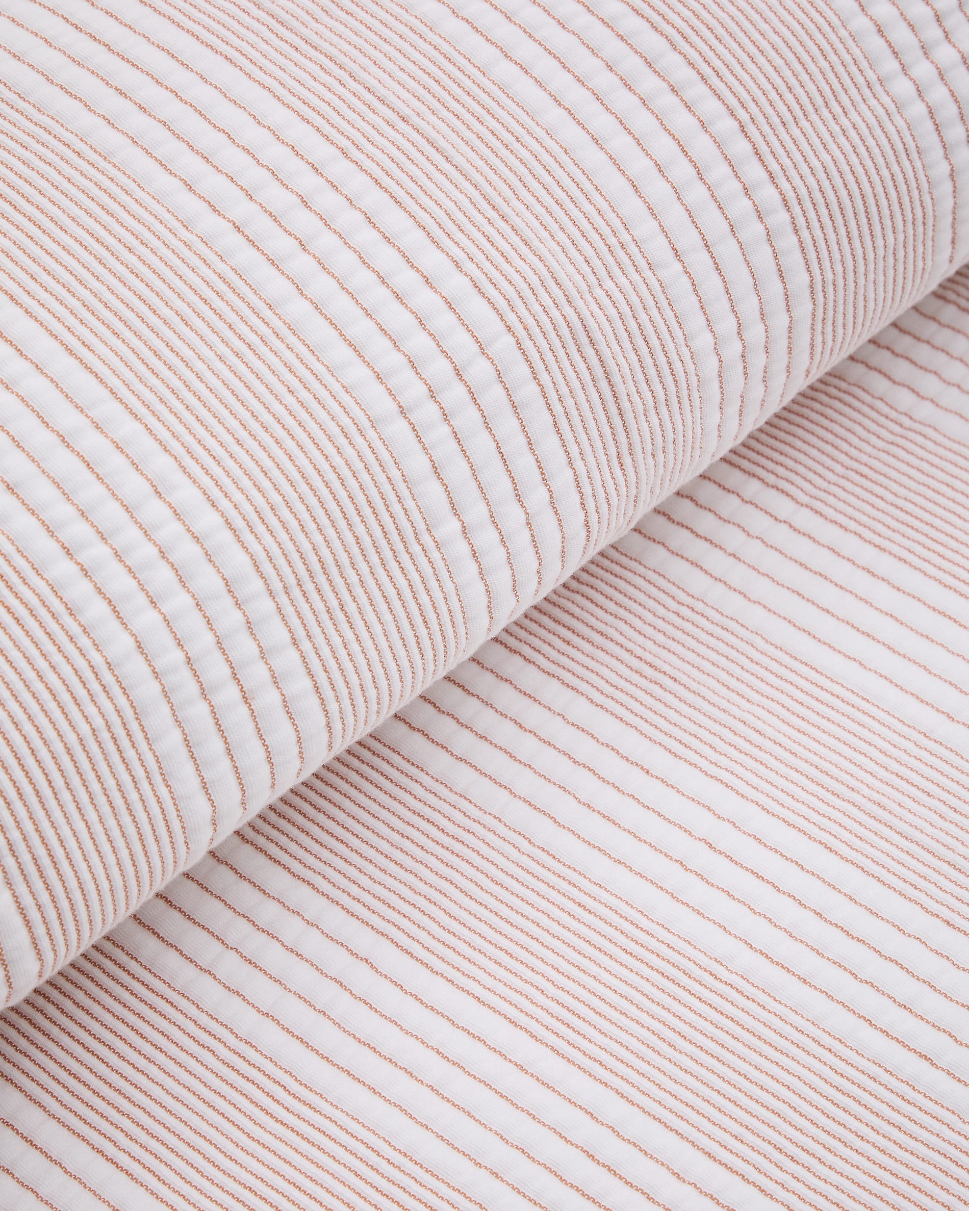 Macie red and beige striped 100% cotton bedspread for 150/160cm bed