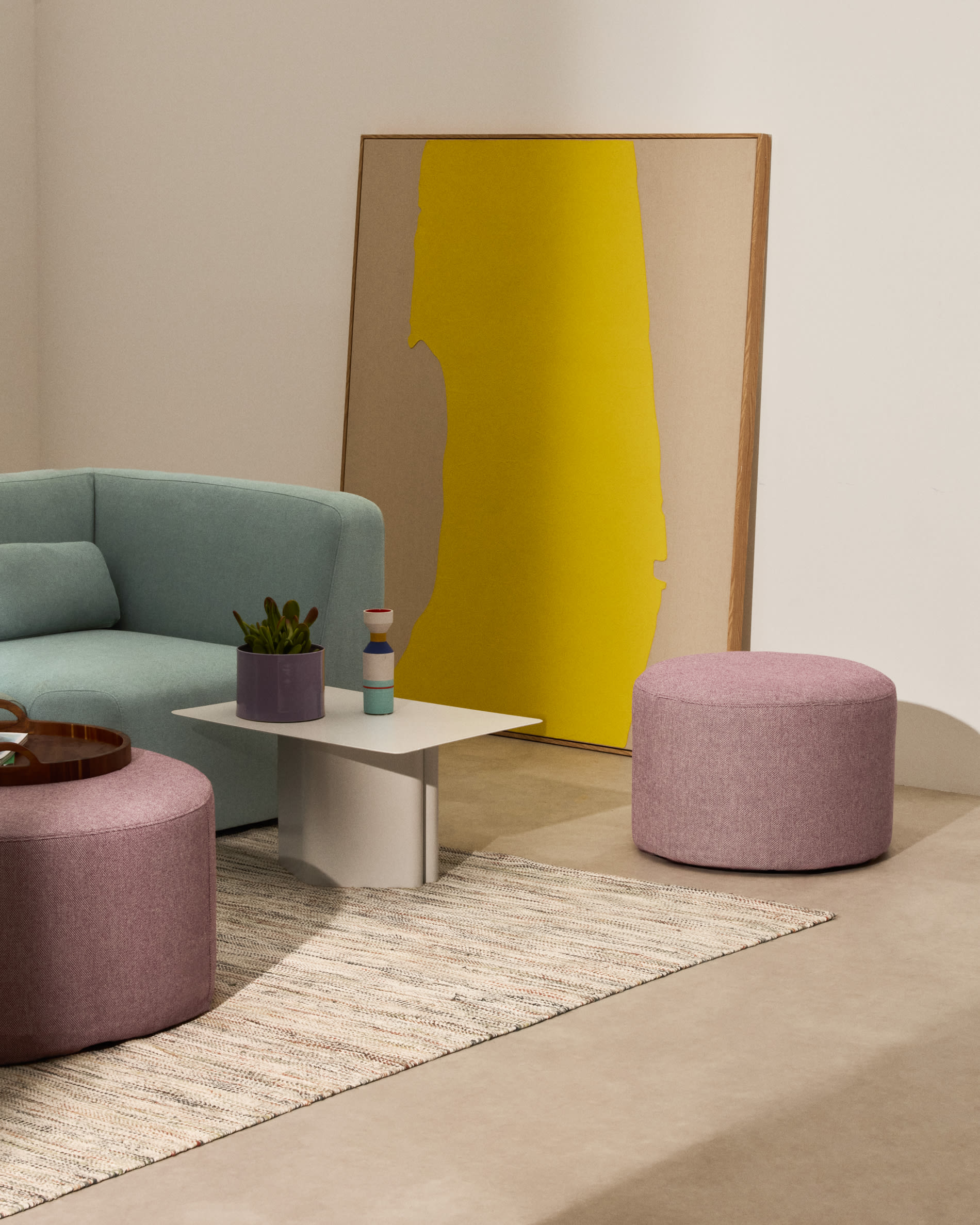 Kaeli purple footrest with removable cover Ø60cm