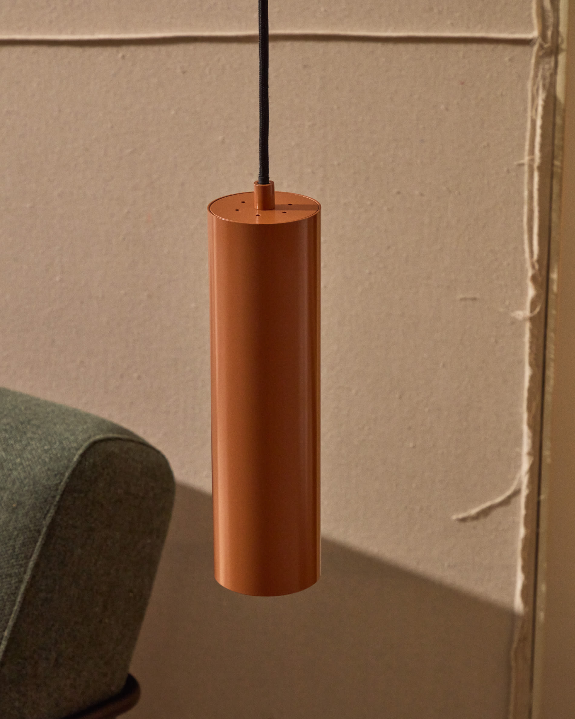 Andia aluminium ceiling lamp with terracotta painted finish