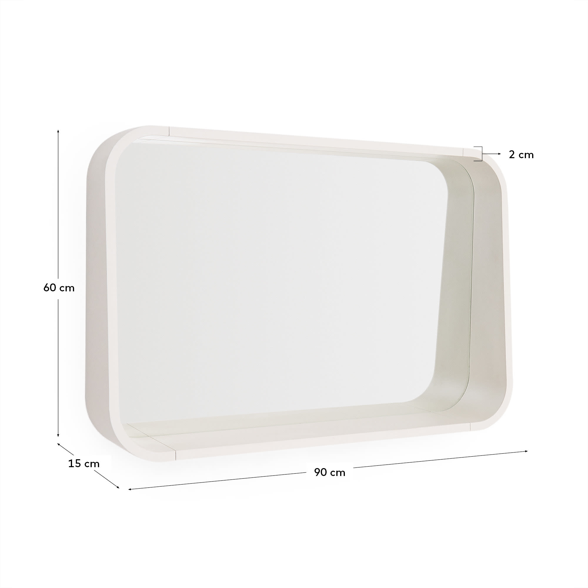 Salaya mirror in lacquered beige ash laminated plywood 90 x 60 cm