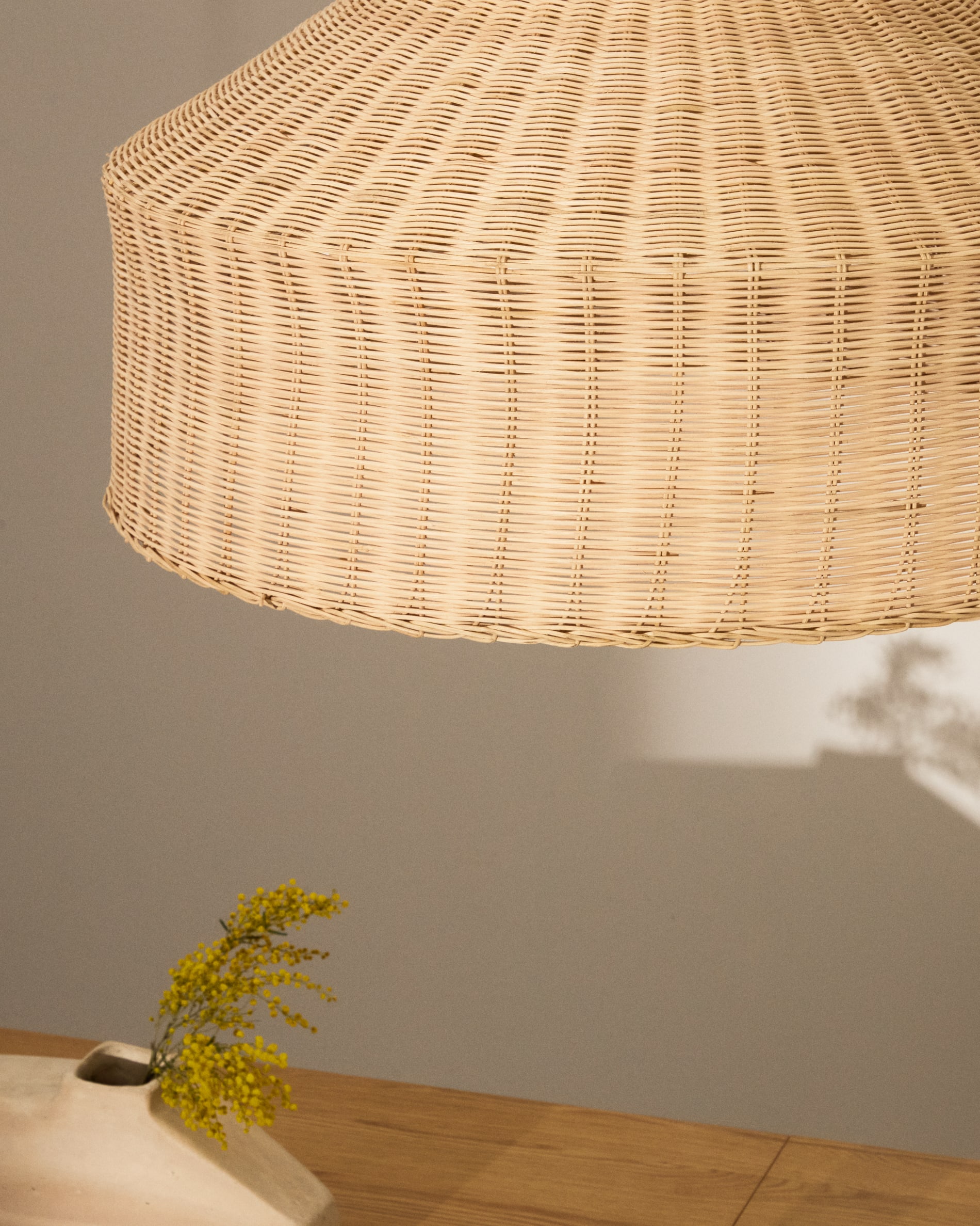 Ennia rattan lamp shade with light finish Ø65cm