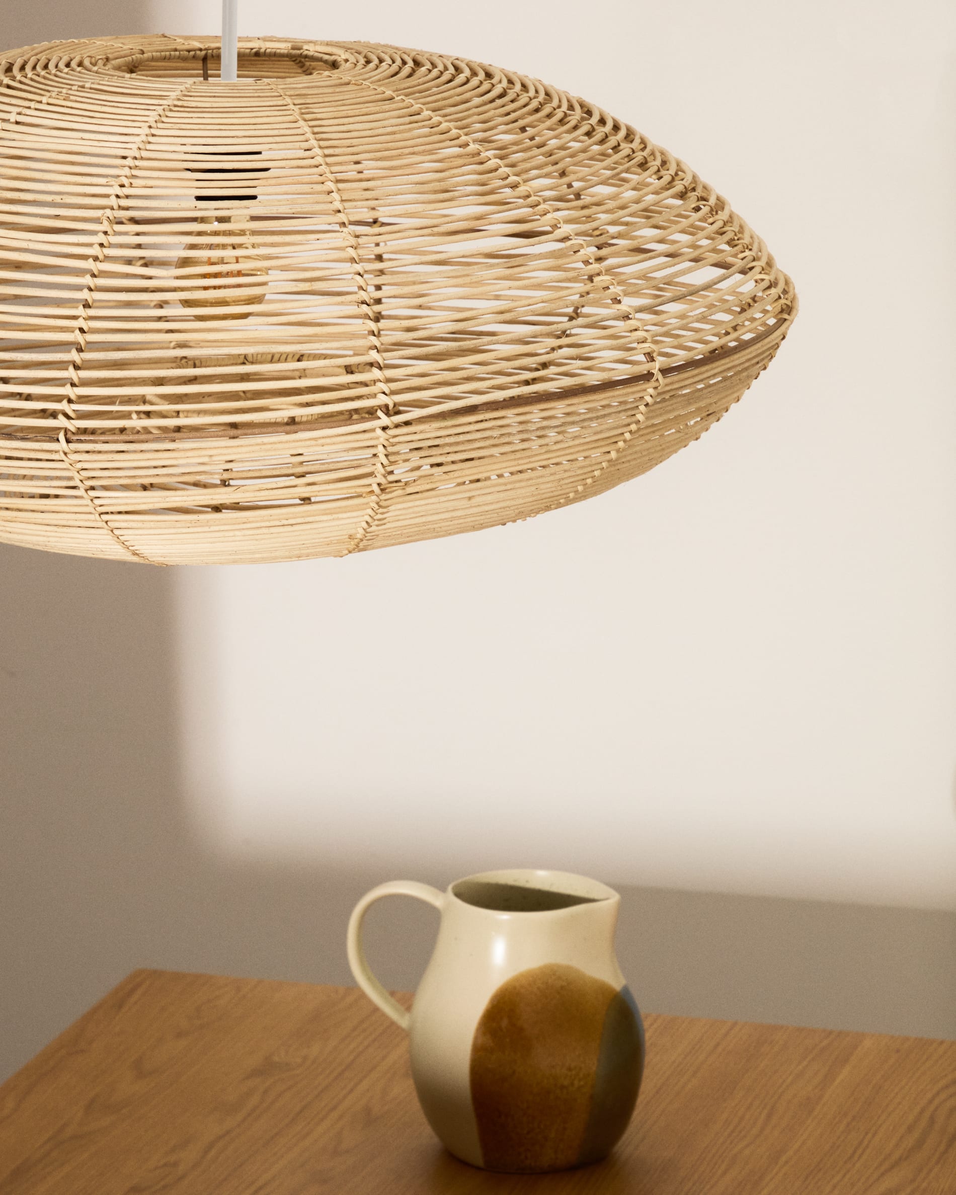 Flaro rattan ceiling lamp shade with light finish Ø70cm
