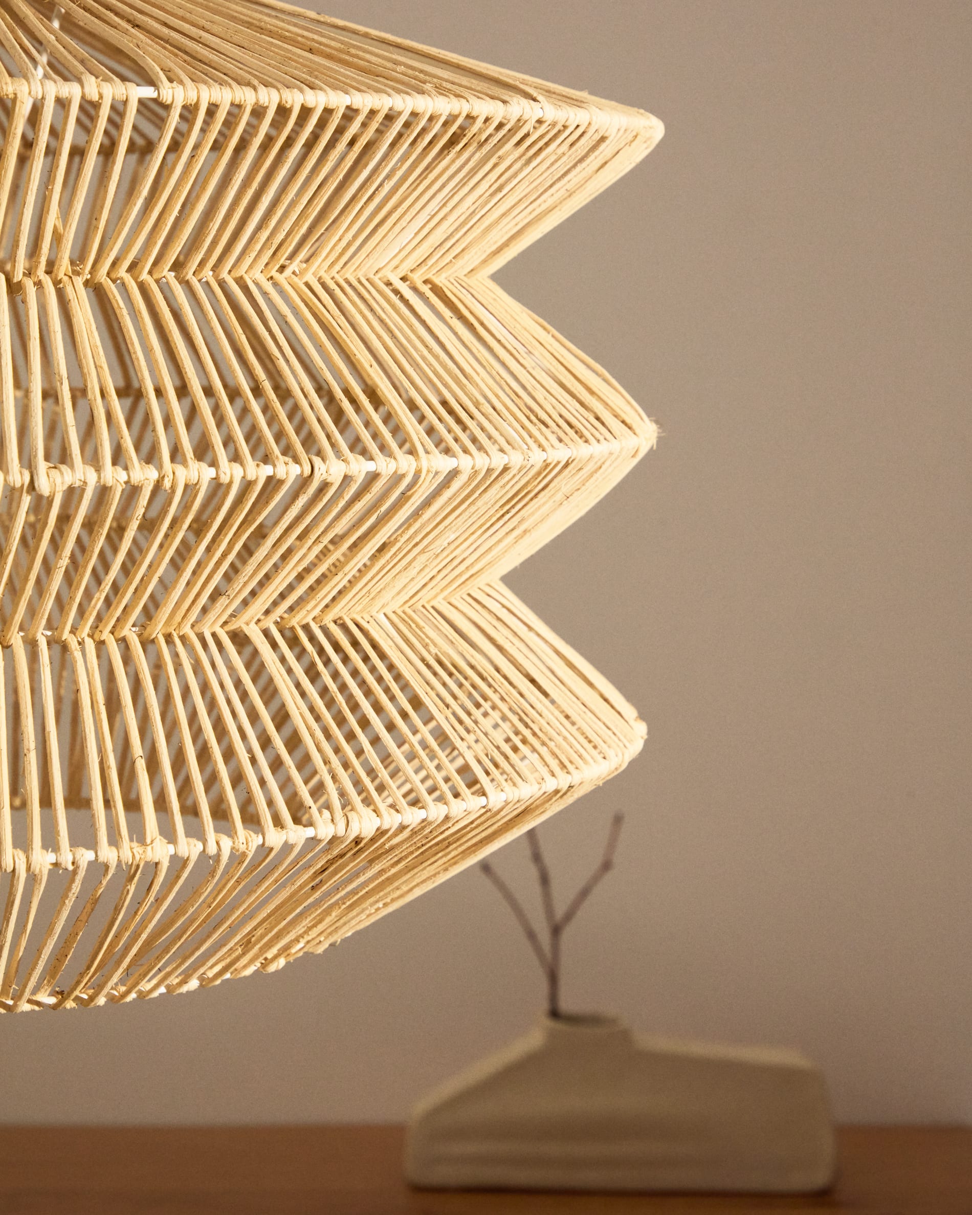 Dakit ceiling lamp shade in rattan with light finish 60 x 39cm