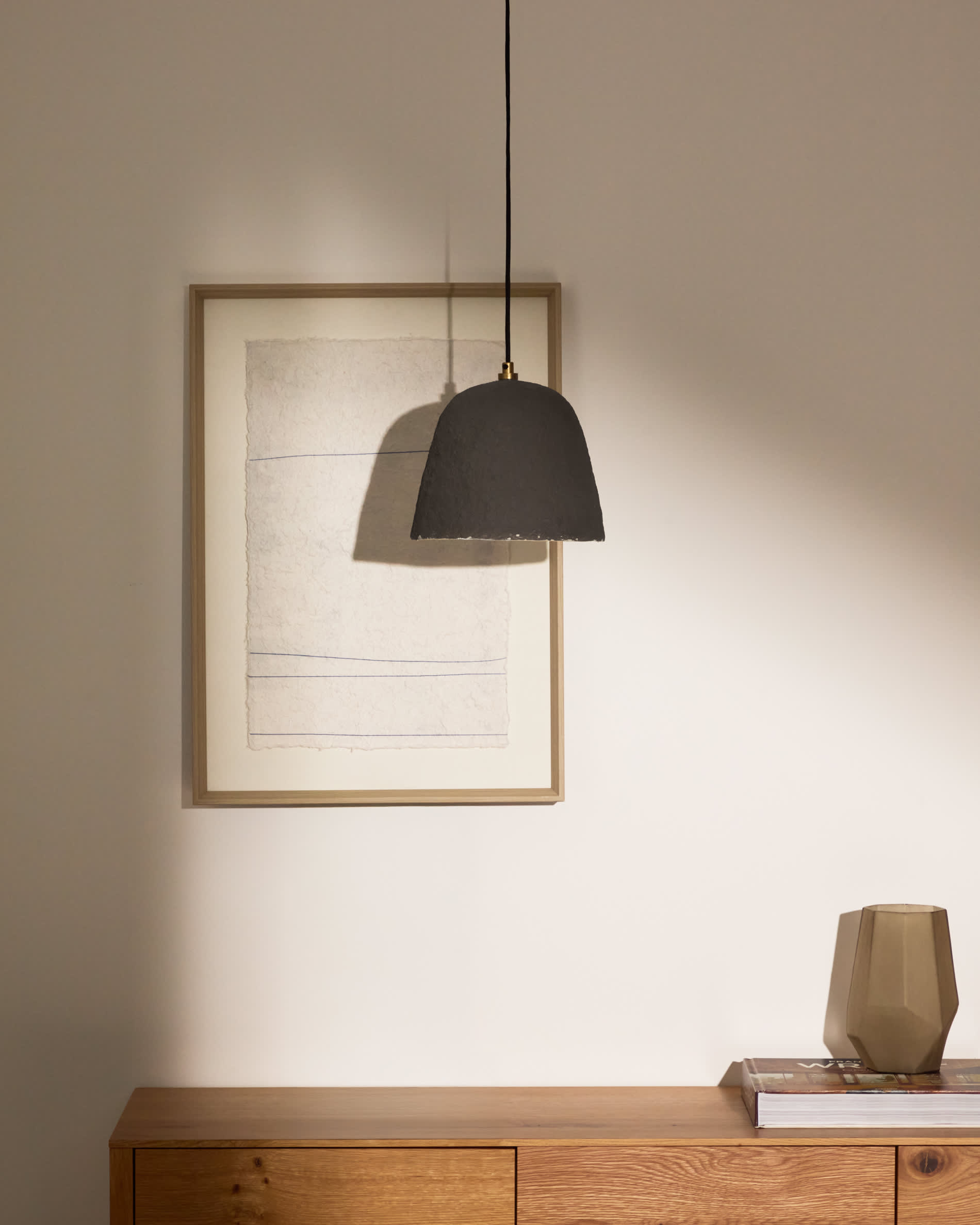 Lisora ceiling lamp in brown papier-mâché Ø25cm