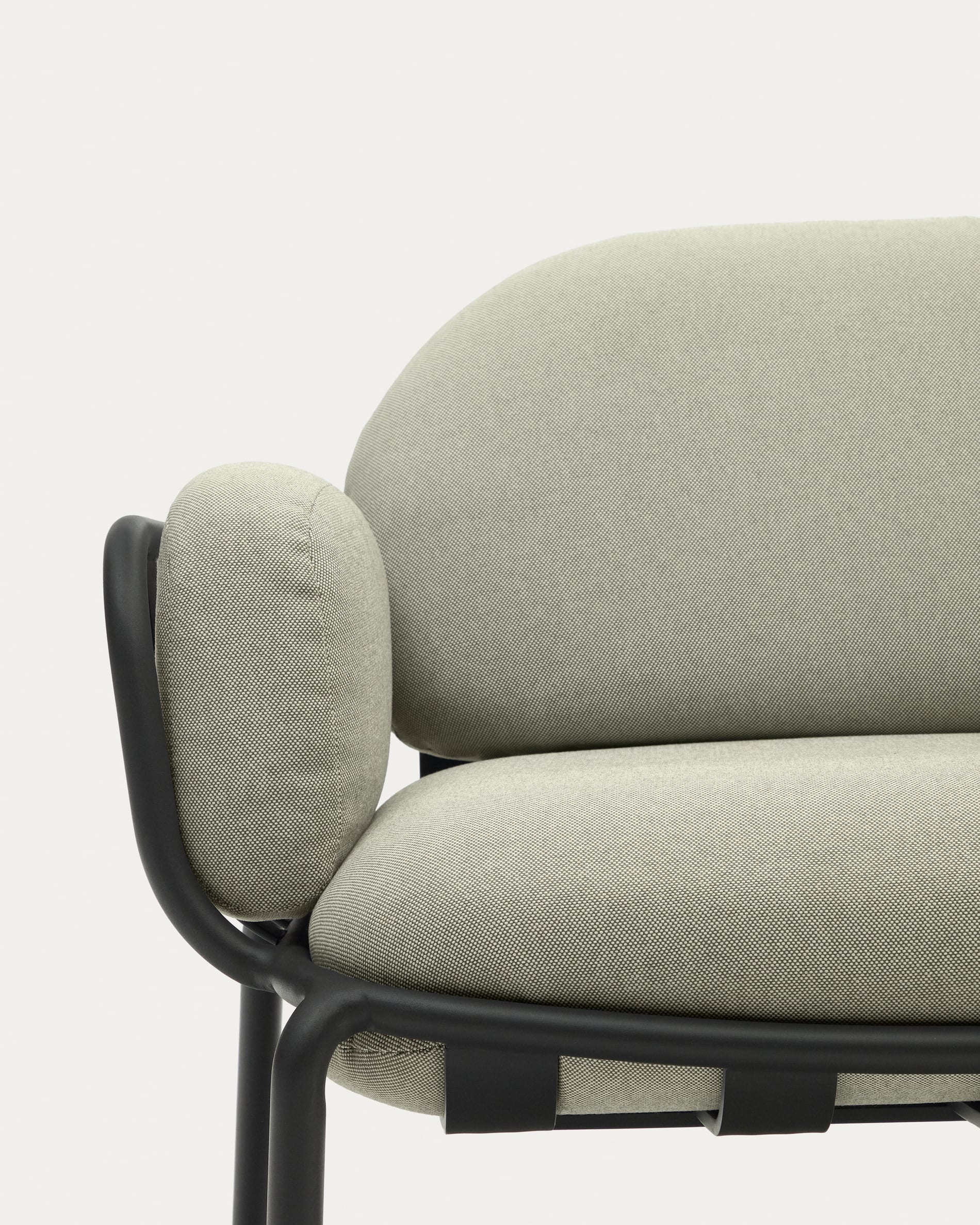 Joncols outdoor 3-seater sofa in aluminium with grey painted finish and beige cushions 224cm