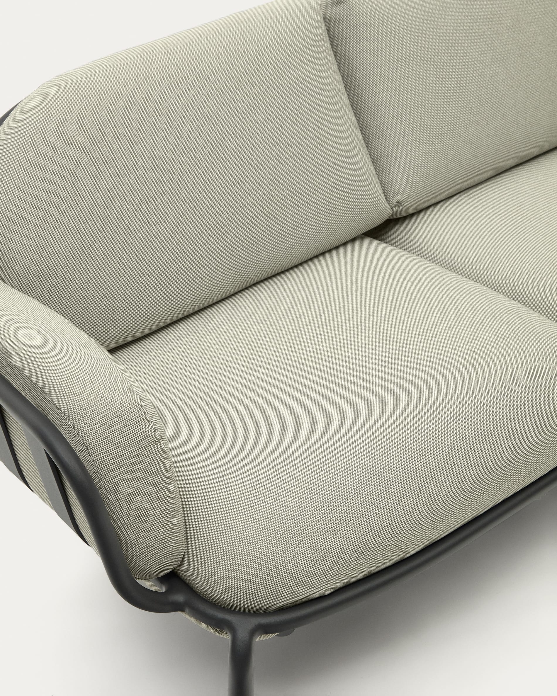 Joncols outdoor 2-seater sofa in aluminium with grey painted finish and beige cushions 164cm