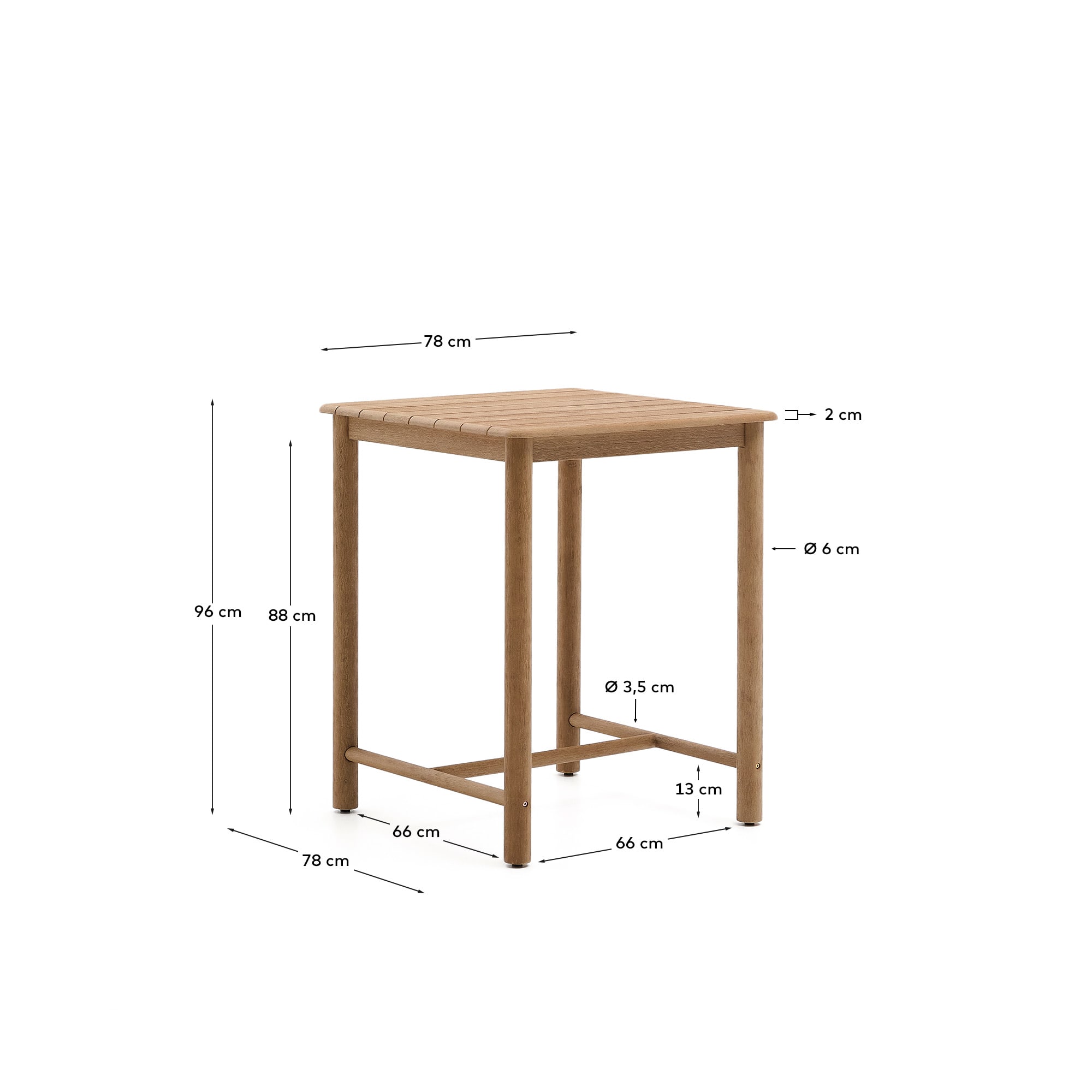 Sori table in FSC 100% solid acacia wood 78 x 78cm