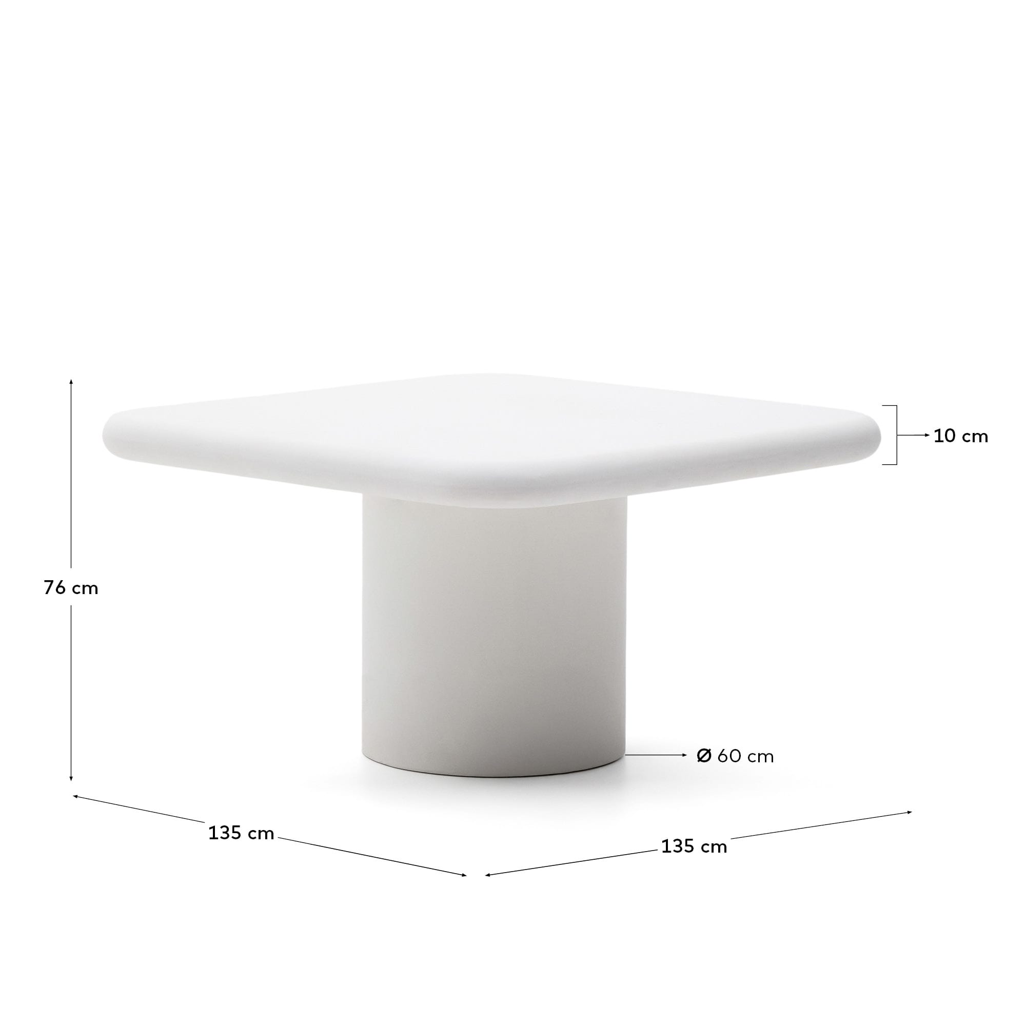 Addaia white cement table 135 x 135cm