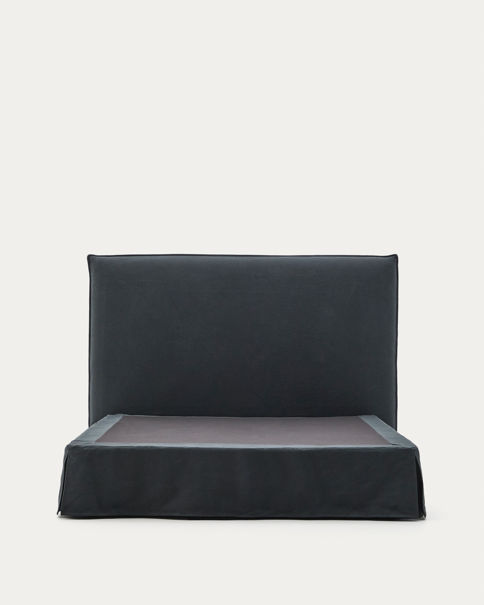 Anthracite grey linen and cotton Jaira bed base cover for a 150 x 190 cm mattress