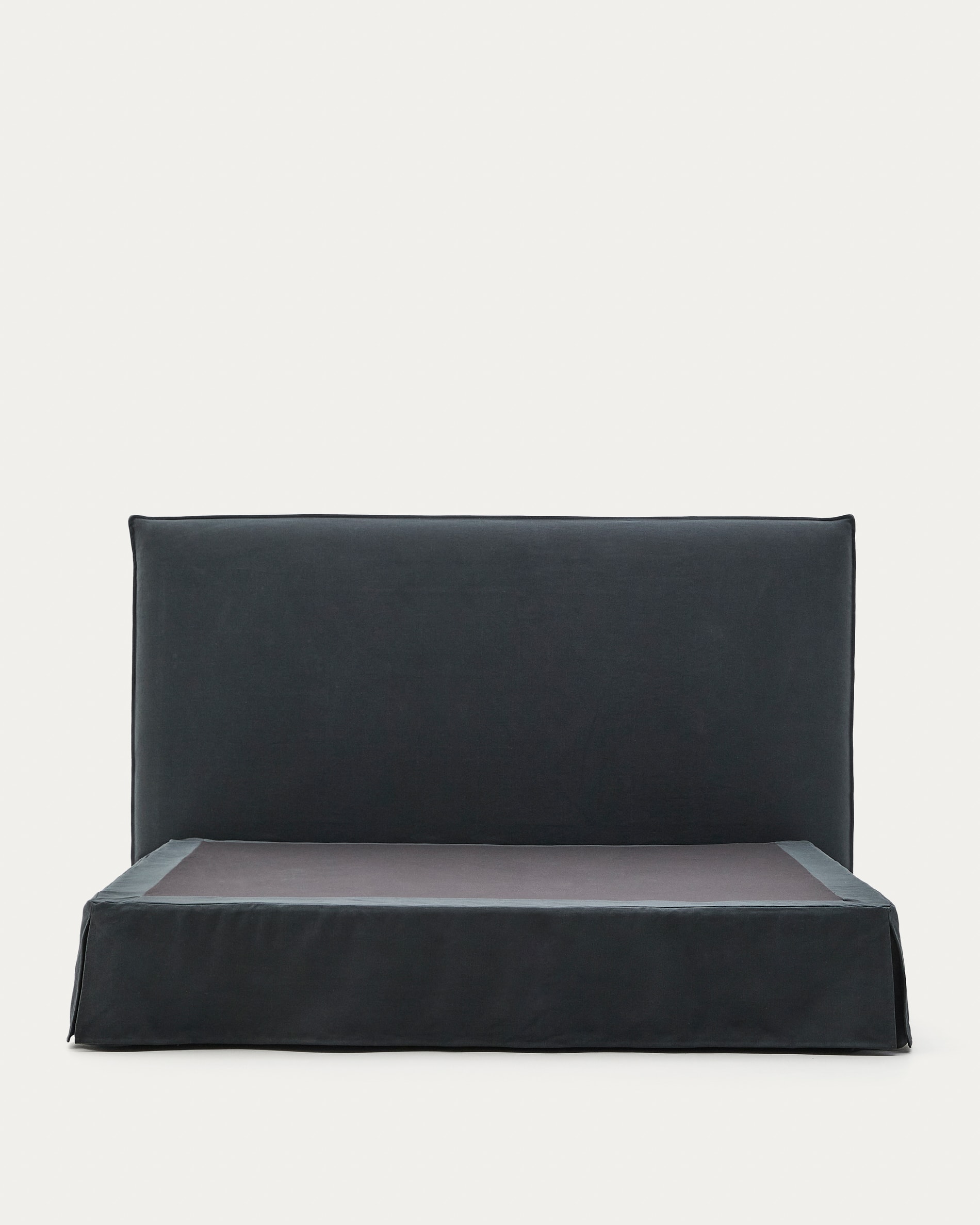 Anthracite grey linen and cotton Jaira bed base cover for a 180 x 200 cm mattress