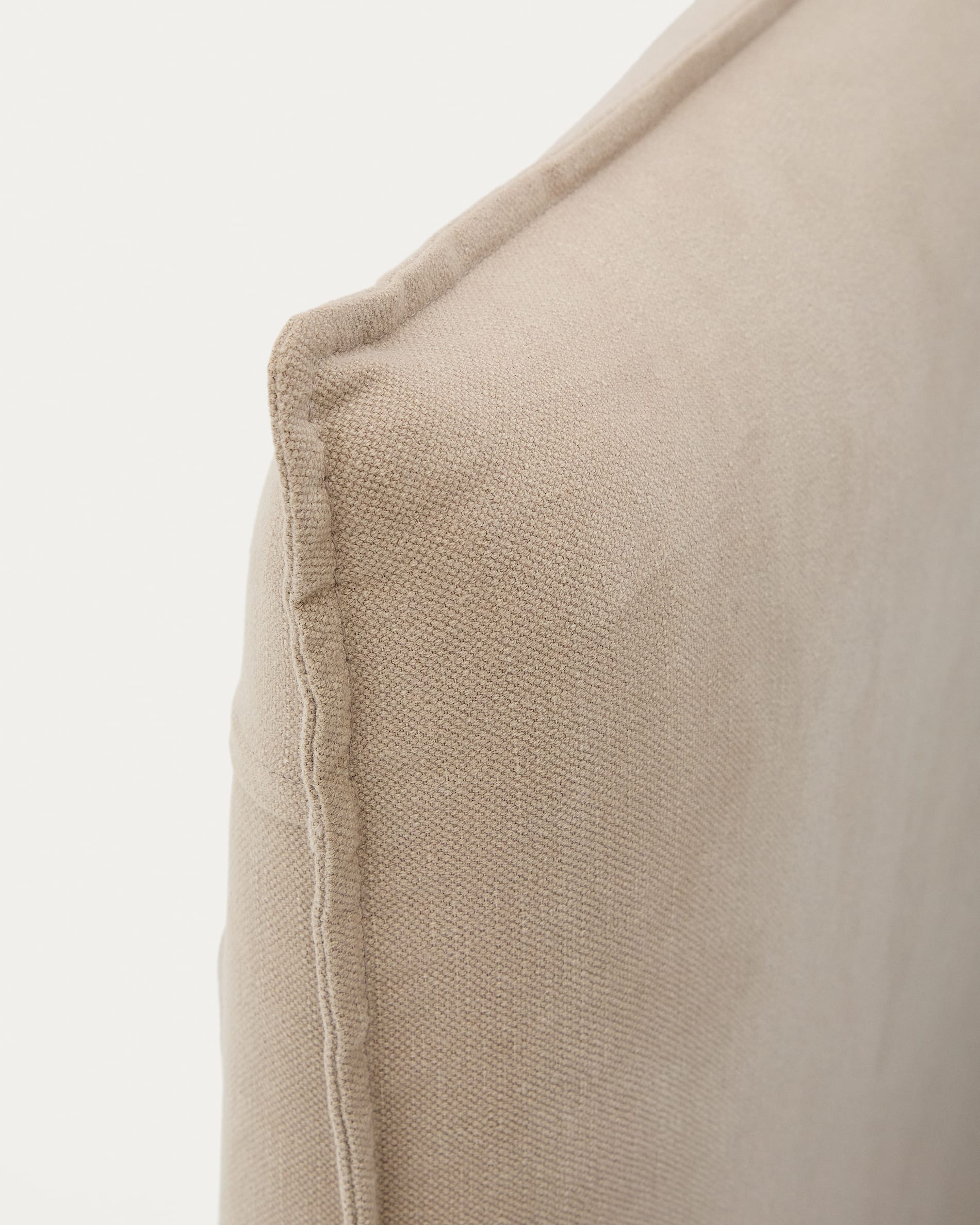 Linen and cotton Jaira bed base cover in taupe for a 150 x 190 cm mattress