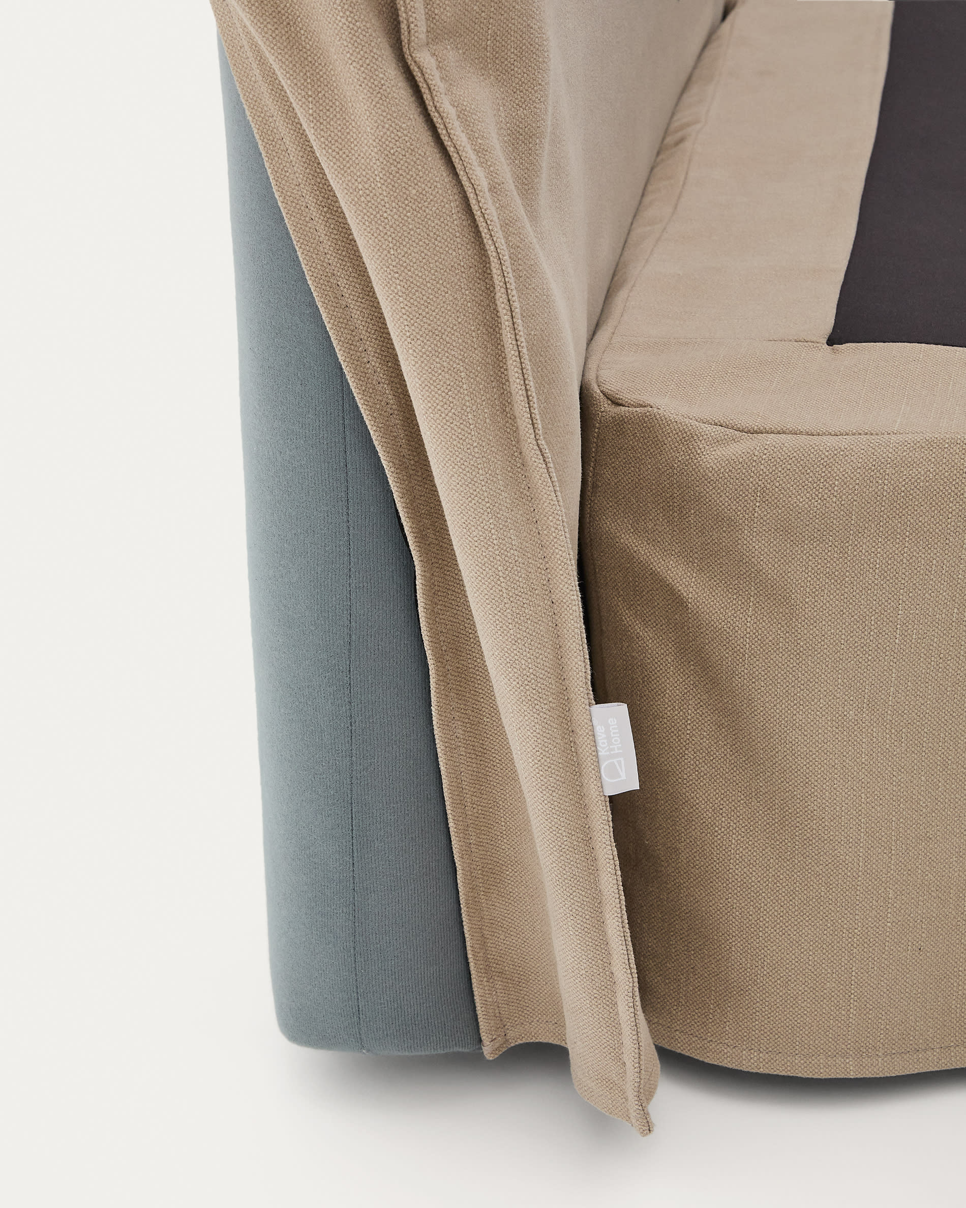 Linen and cotton Jaira bed base cover in taupe for a 150 x 190 cm mattress