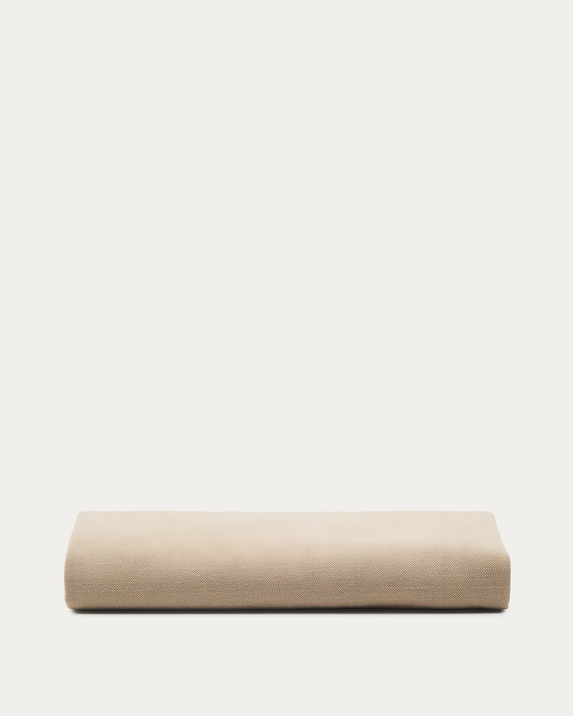 Jaira linen and cotton bed base cover in taupe for a 180 x 200 cm mattress