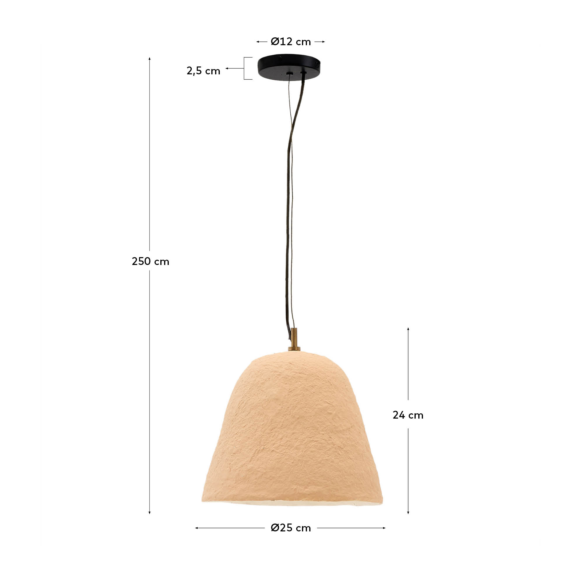 Lisora ceiling lamp in beige papier-mâché Ø25cm