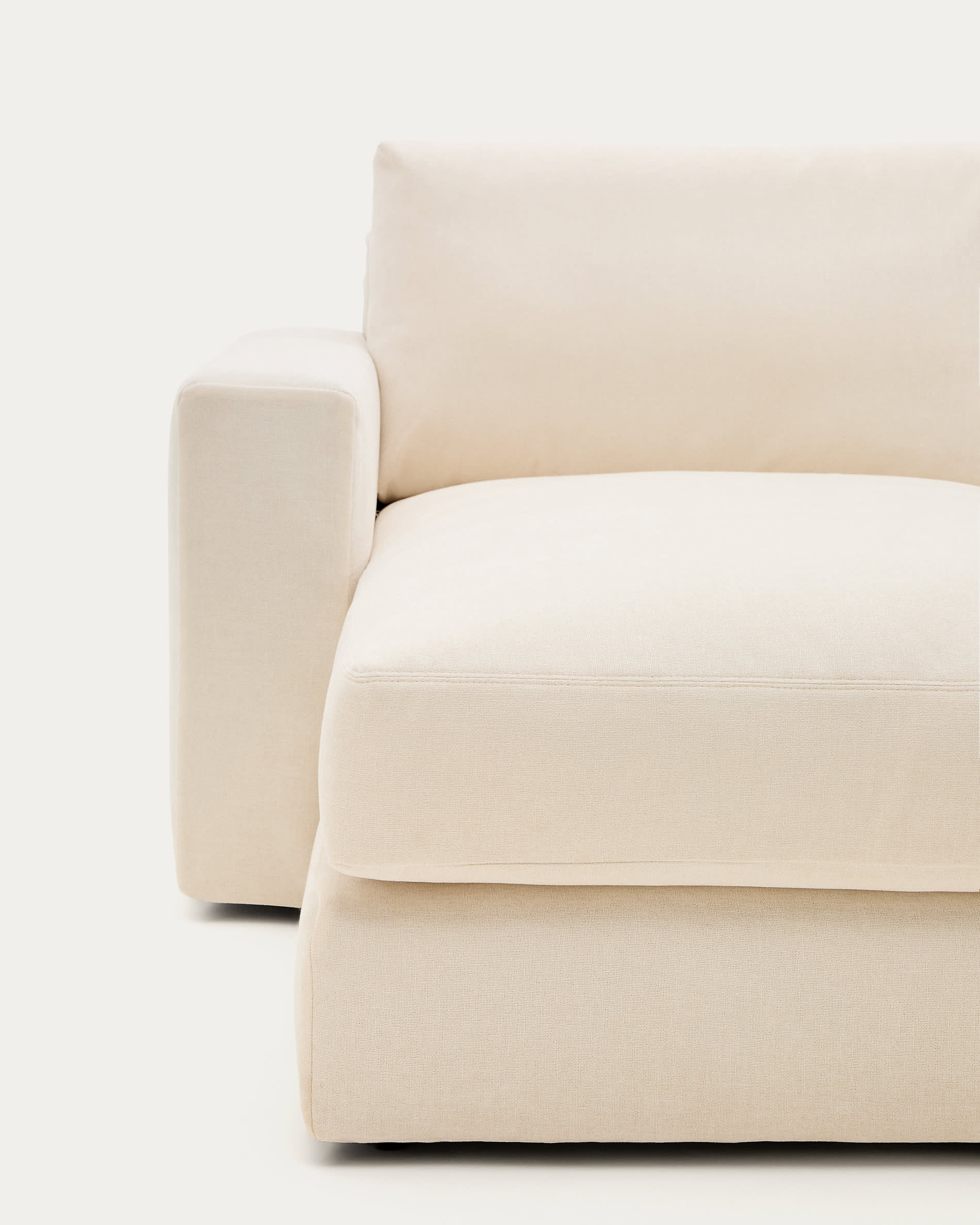 Alea ecru chenille 4-seater modular sofa with left chaise longue and removable cover 310cm