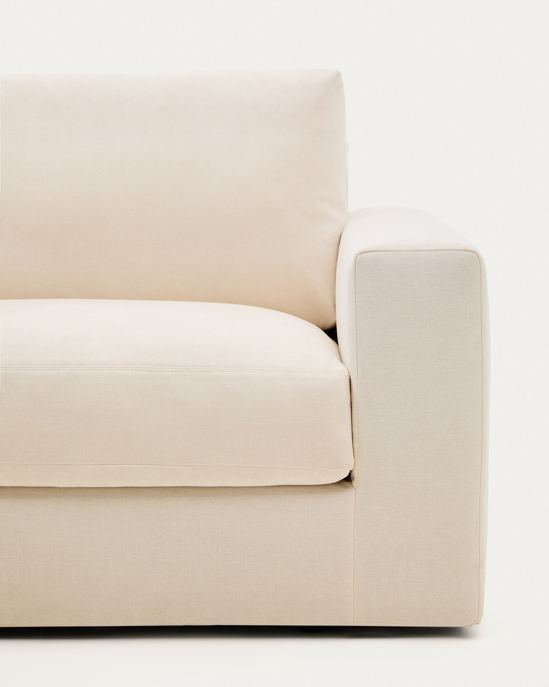Alea ecru chenille 3-seater modular sofa with removable cover 220cm