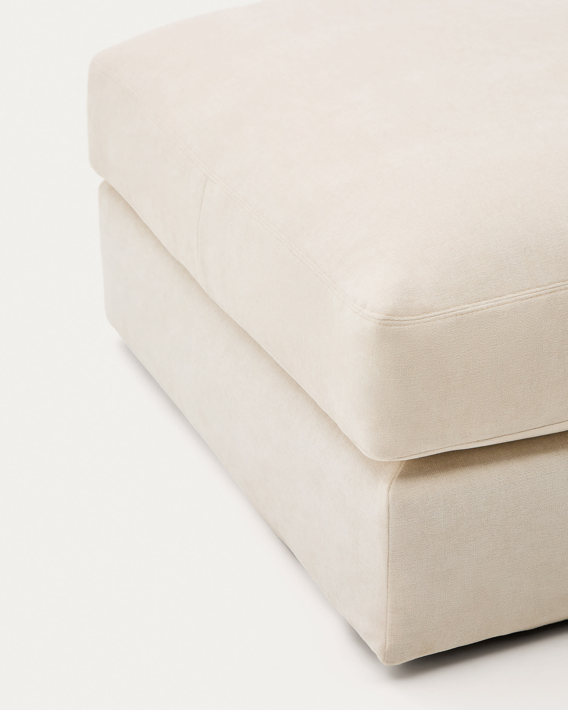 Alea ecru chenille footrest with removable cover 90 x 90cm