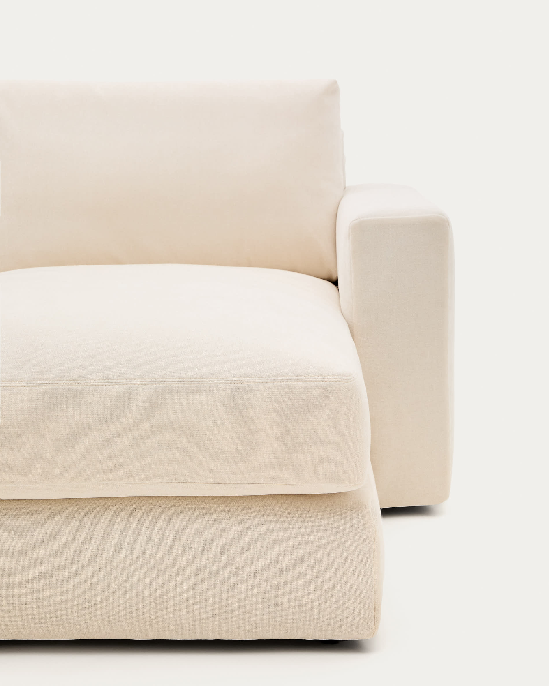 Alea ecru chenille 3-seater modular sofa with right chaise longue and removable cover 220cm