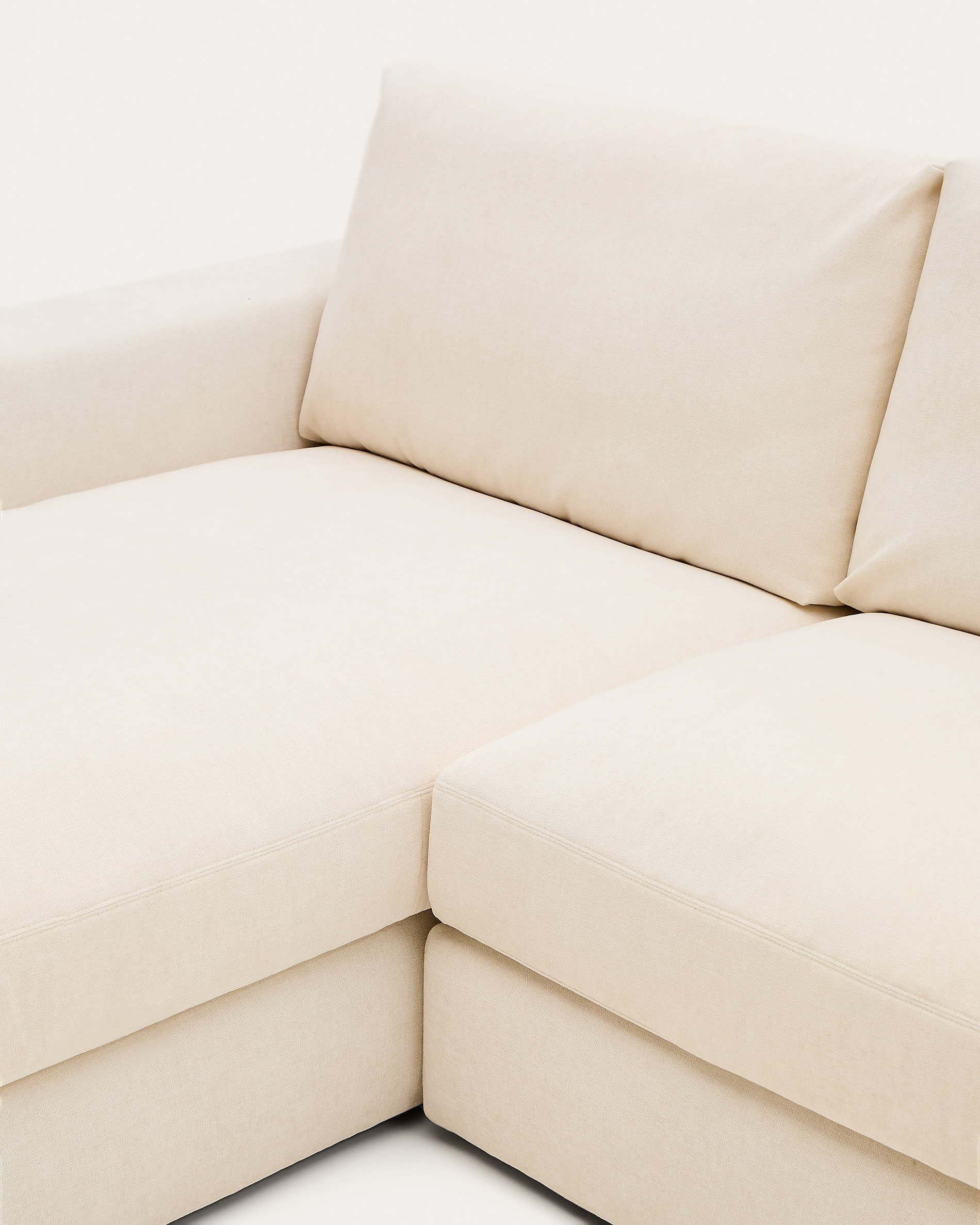 Alea ecru chenille 4-seater modular sofa with left chaise longue and removable cover 310cm