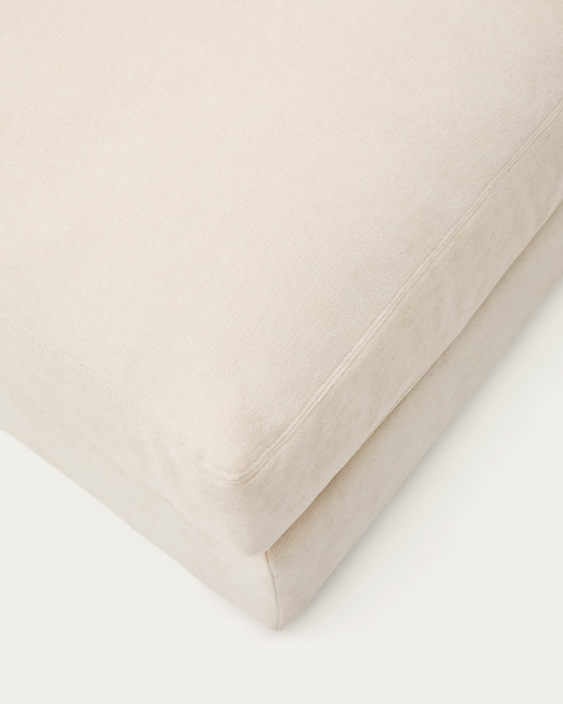 Alea ecru chenille footrest with removable cover 90 x 90cm