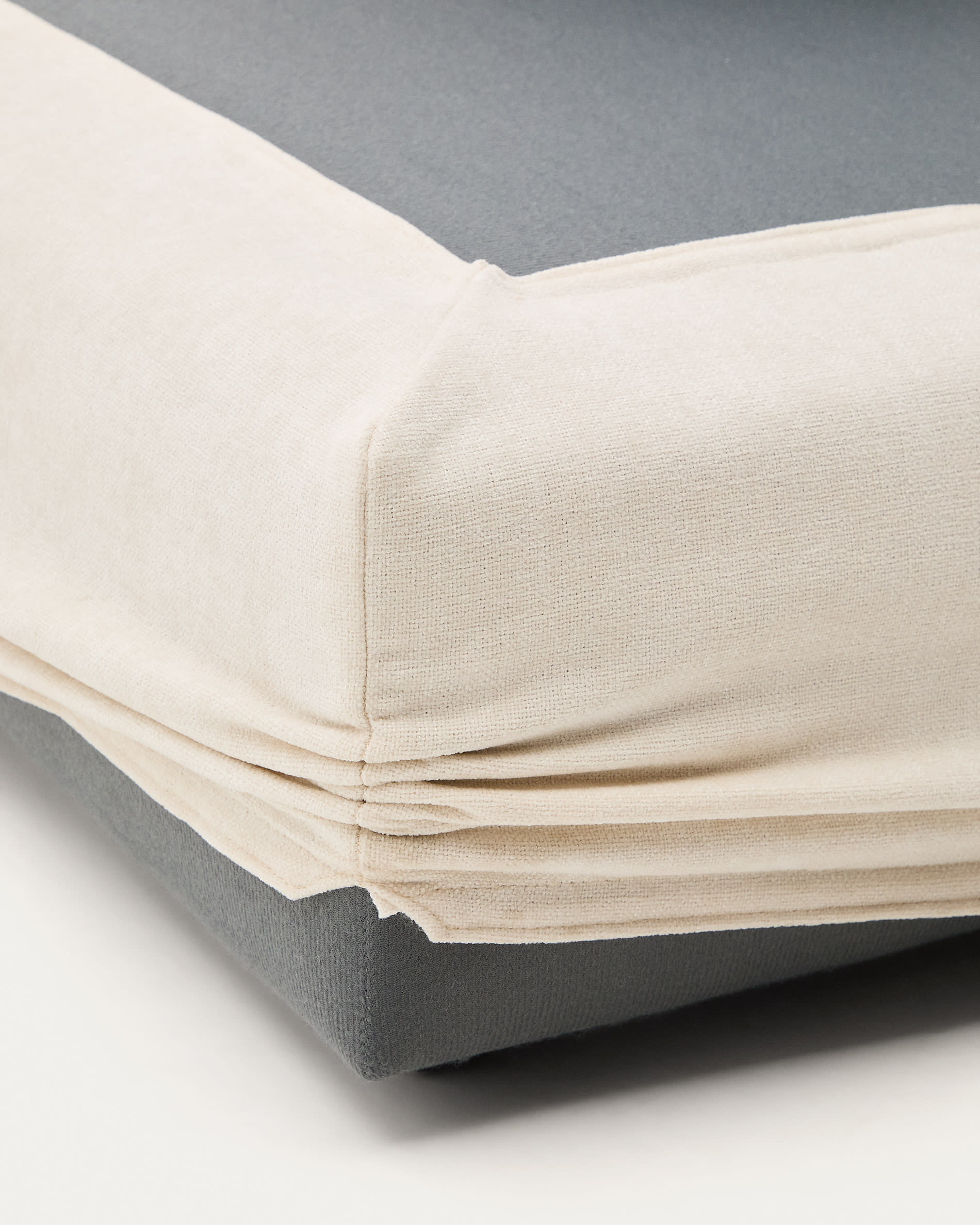 Alea ecru chenille footrest with removable cover 90 x 90cm
