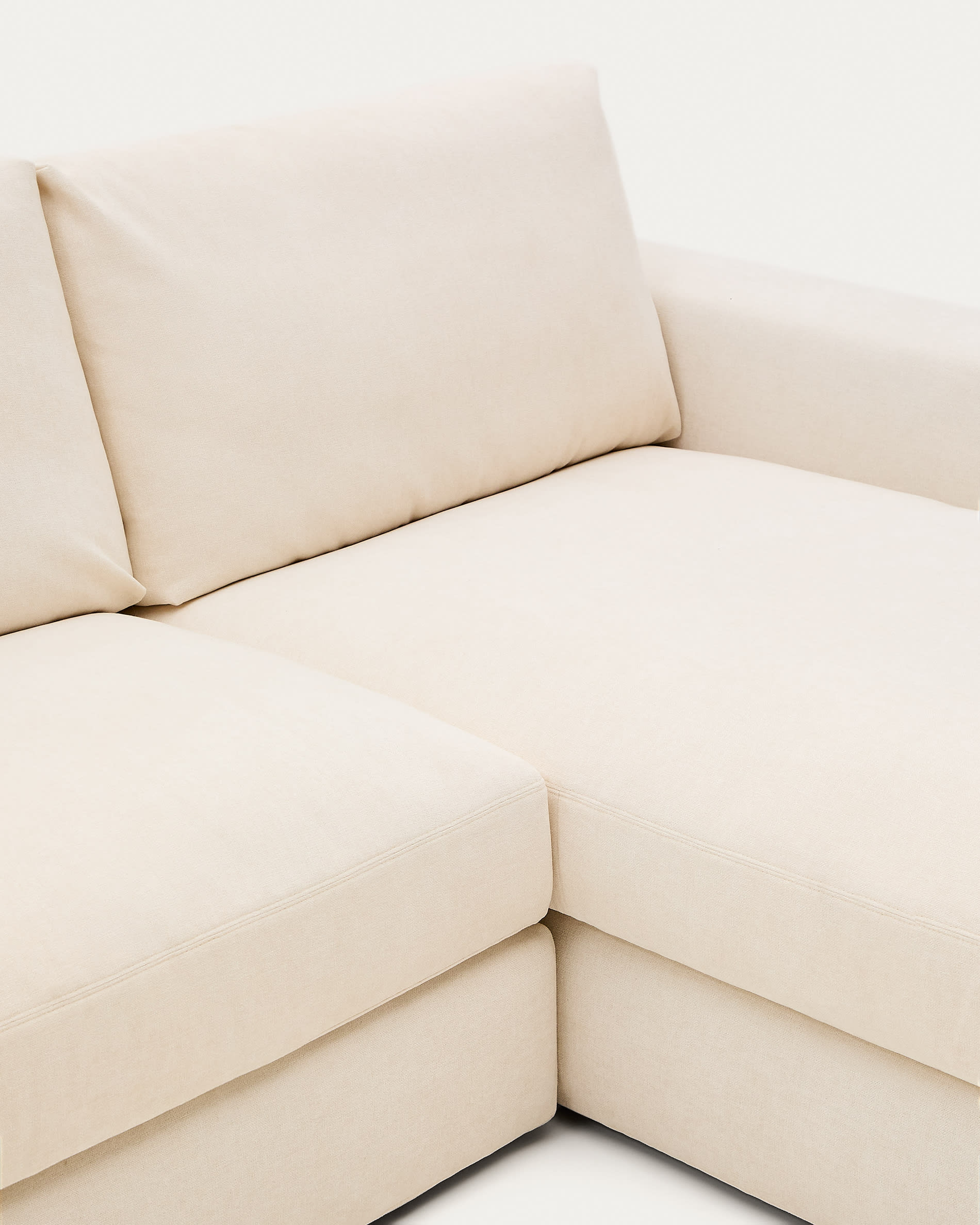 Alea ecru chenille 4-seater modular sofa with right chaise longue and removable cover 310cm