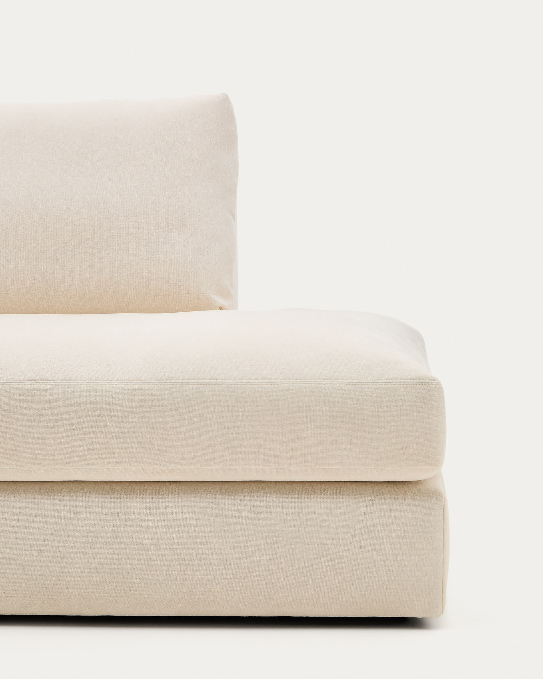 Alea ecru chenille 5-seater modular sofa with left chaise longue and removable cover 340cm