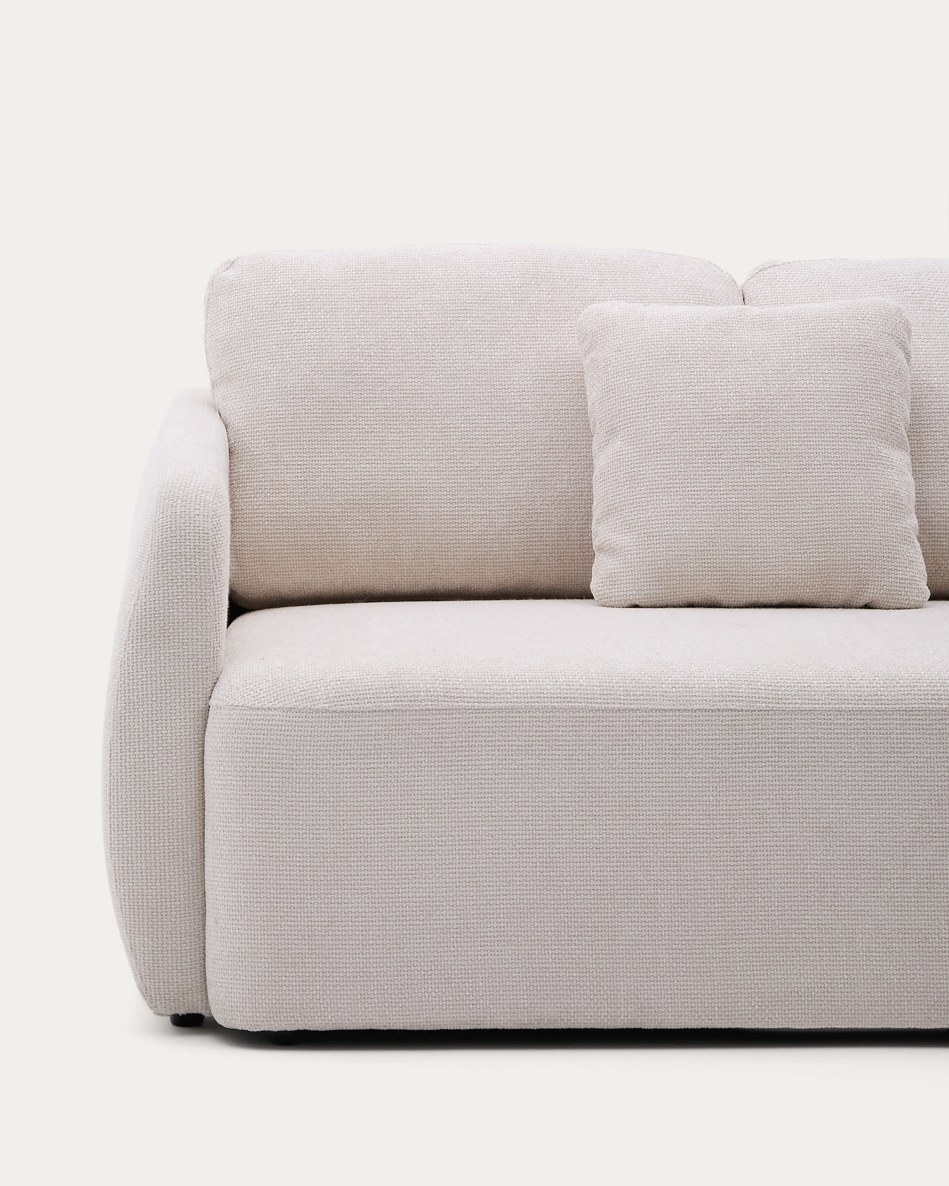 Laira 3-seater sofa bed with right chaise longue in ecru chenille 246cm FSC Mix Credit