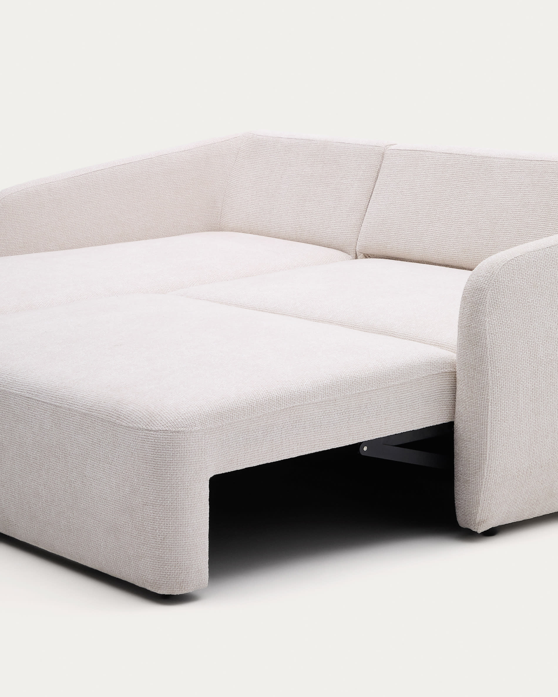 Laira 3-seater sofa bed with left chaise longue in ecru chenille 246cm FSC Mix Credit