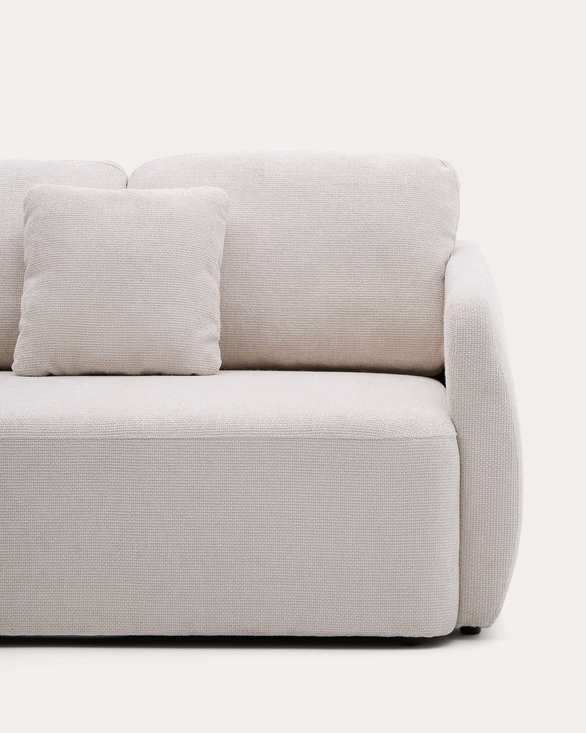 Laira 3-seater sofa bed with left chaise longue in ecru chenille 246cm FSC Mix Credit