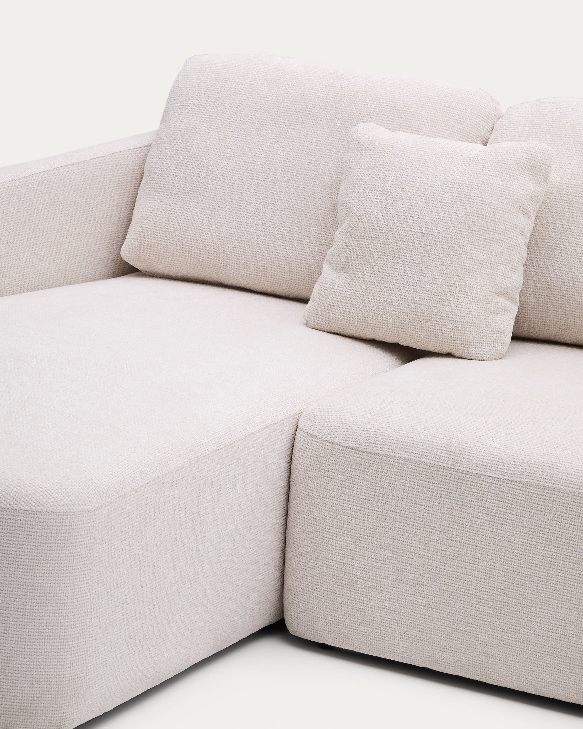 Laira 3-seater sofa bed with left chaise longue in ecru chenille 246cm FSC Mix Credit