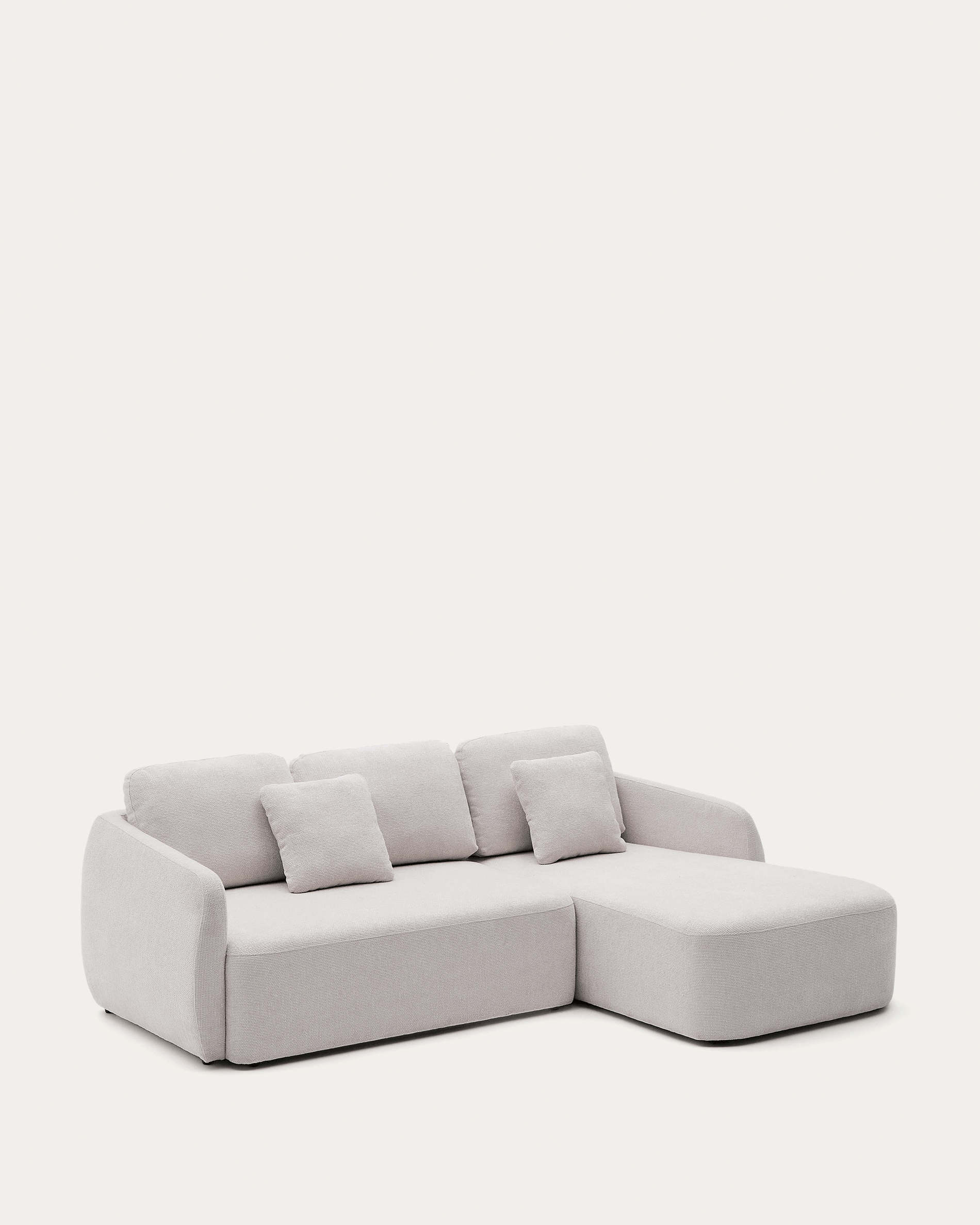 Laira 3-seater sofa bed with right chaise longue in ecru chenille 246cm FSC Mix Credit