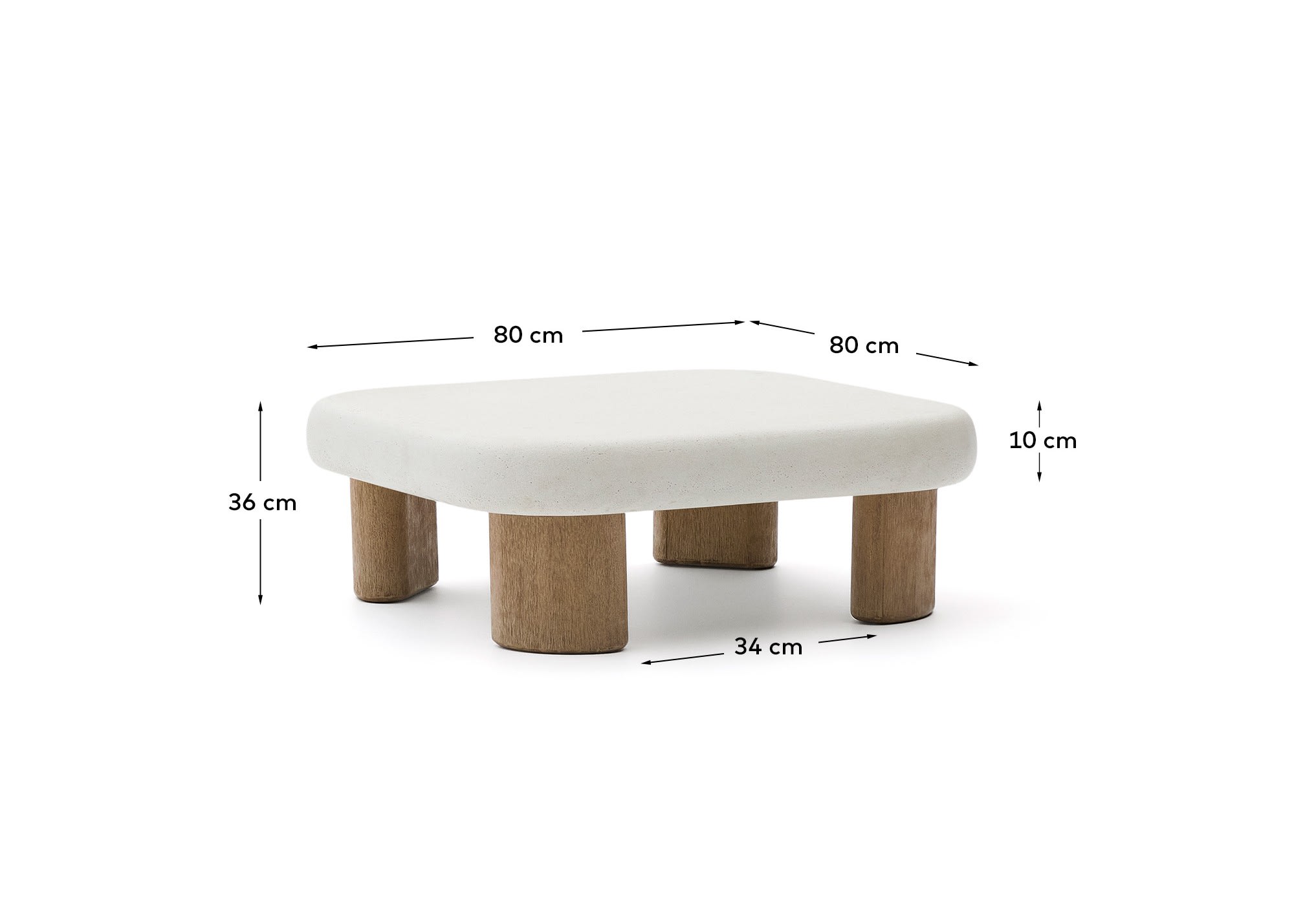 Labra coffee table in cement and acacia wood 80 x 80 cm FSC 100%