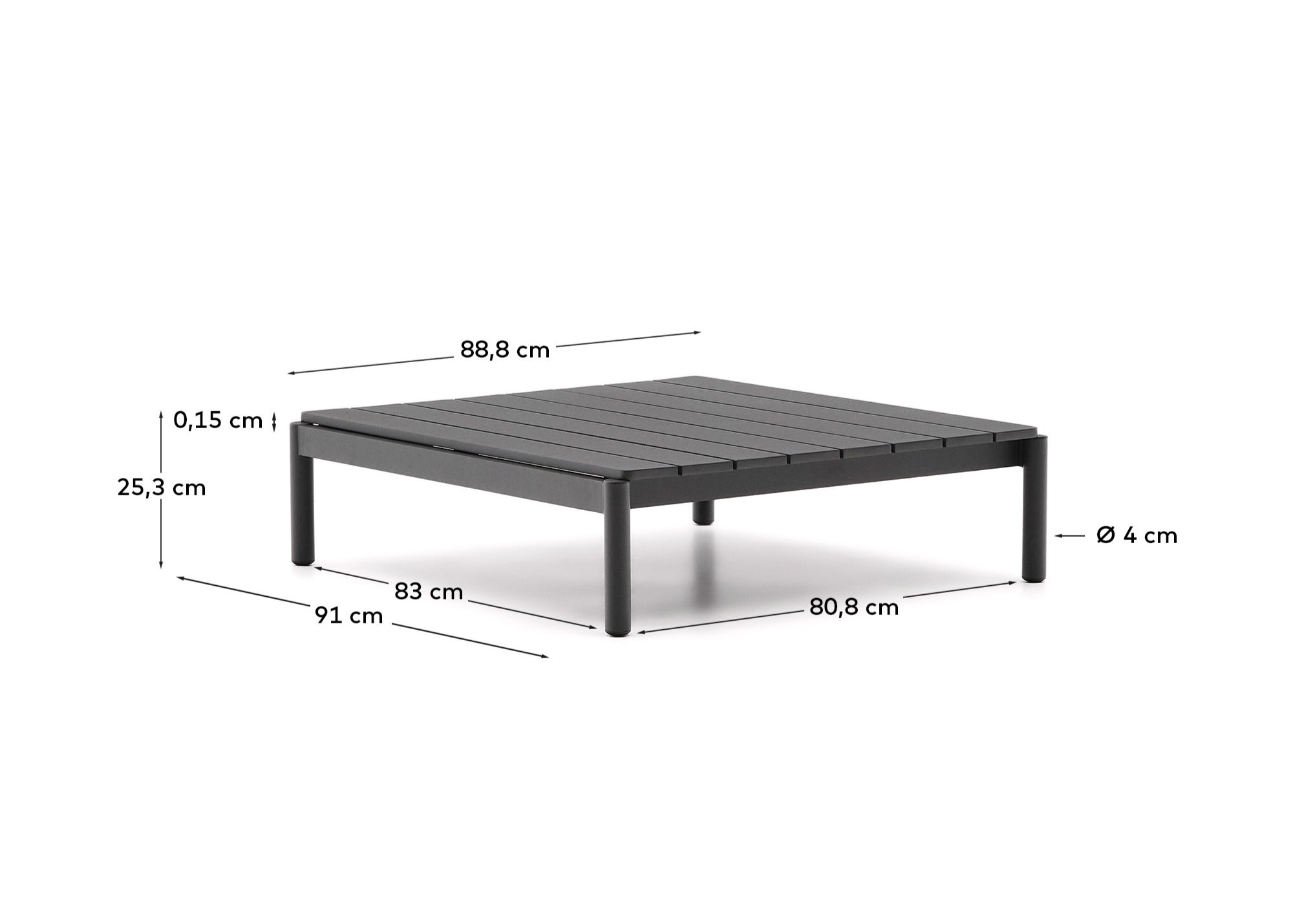 Sorells coffee table in gray aluminum 89 x 91 cm