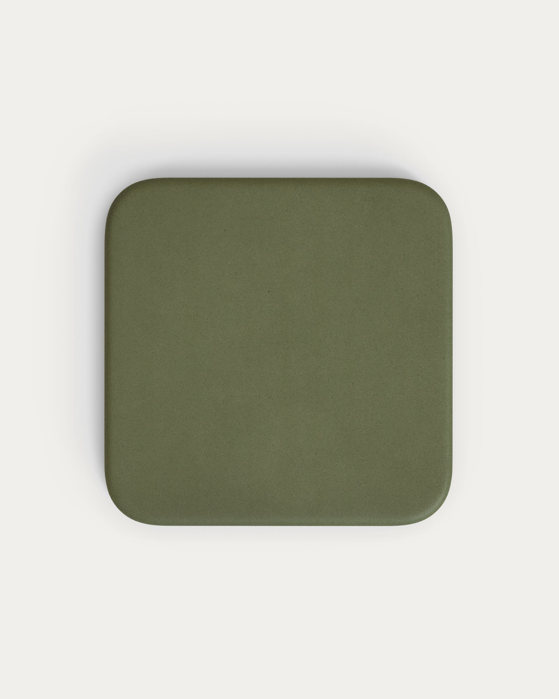 Esilda outdoor table with green cement top 70x70cm and green steel base Ø42x45cm