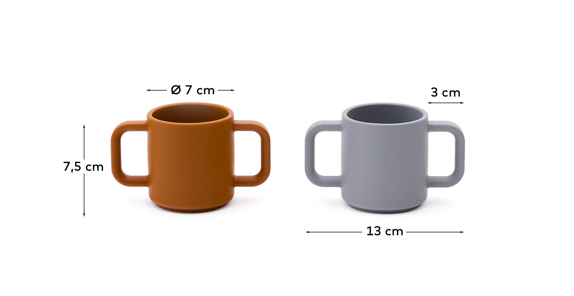 Lili set of two cups in orange and blue silicone