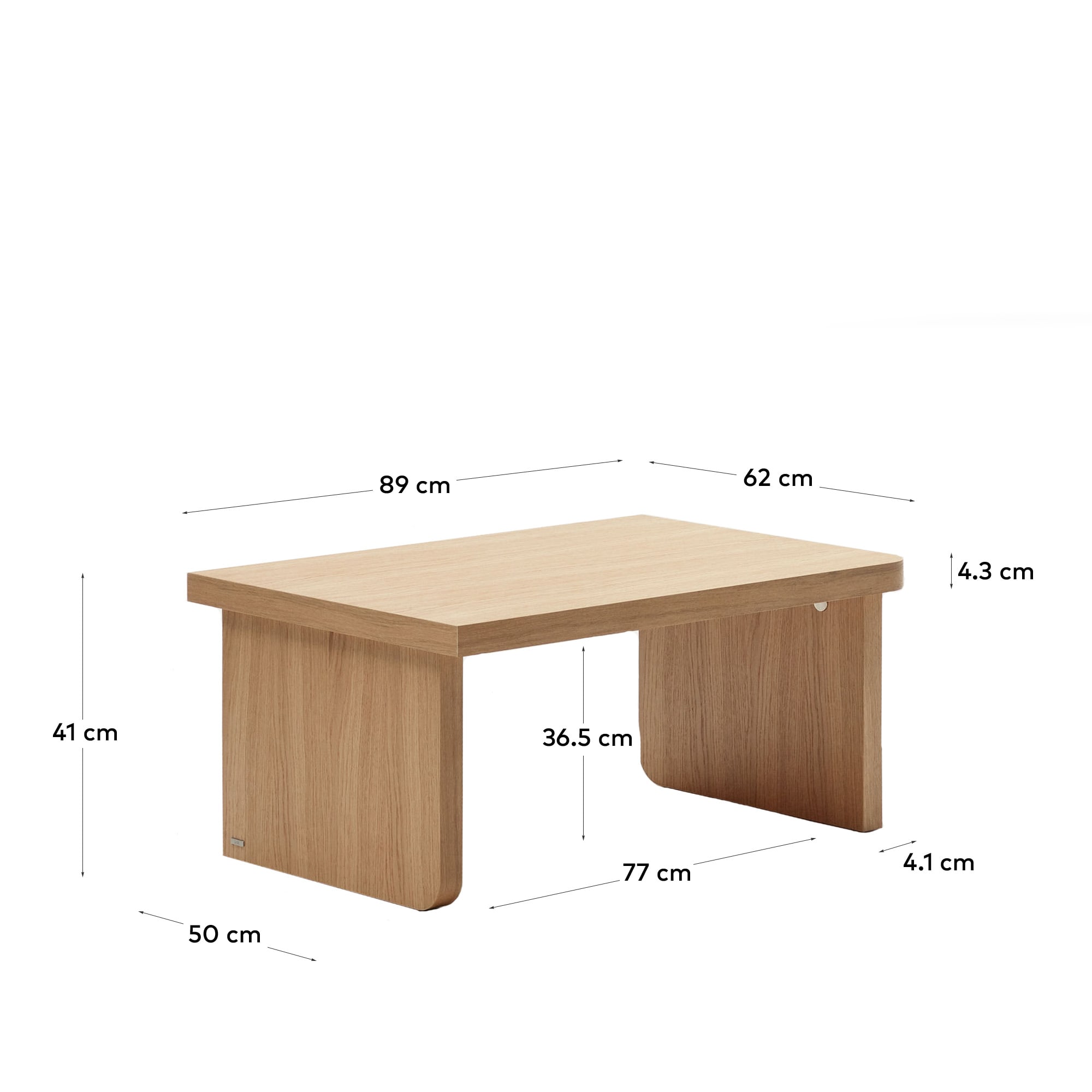 Oaq coffee table in oak wood veneer with natural finish, 89 x 62 cm FSC Mix Credit