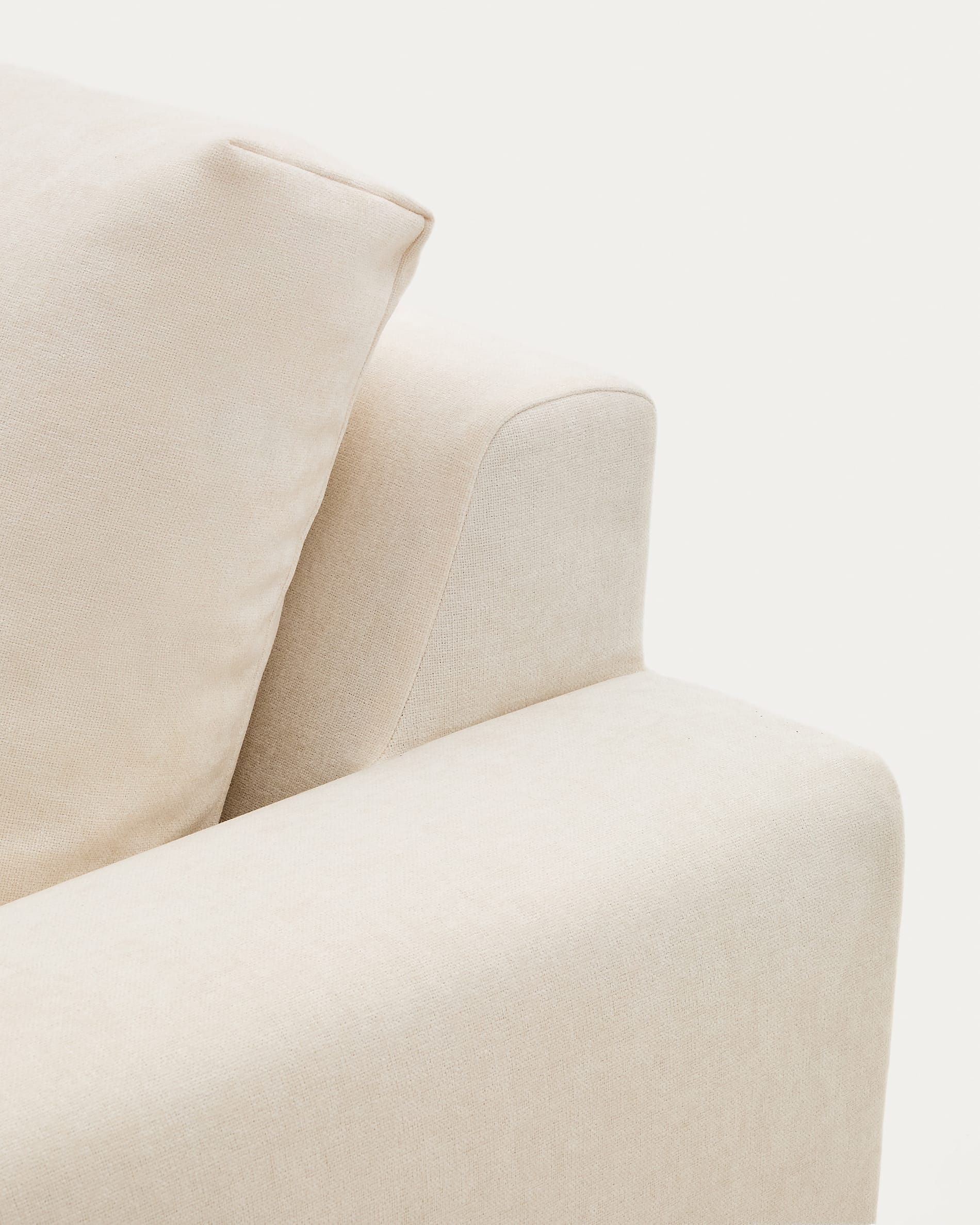Alea ecru chenille 3-seater modular sofa with left chaise longue and removable cover 220cm