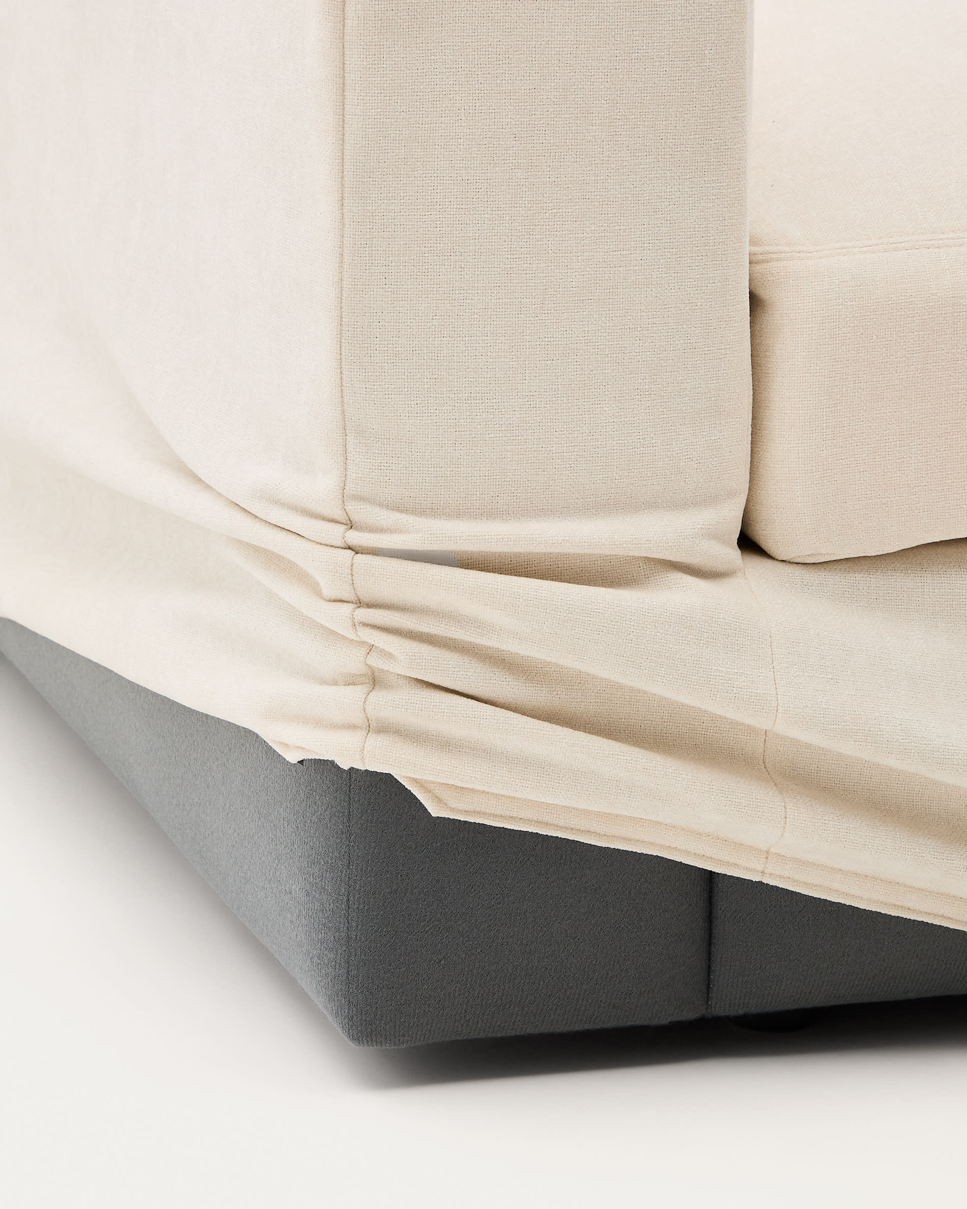 Alea ecru chenille 4-seater modular sofa with right chaise longue and removable cover 310cm