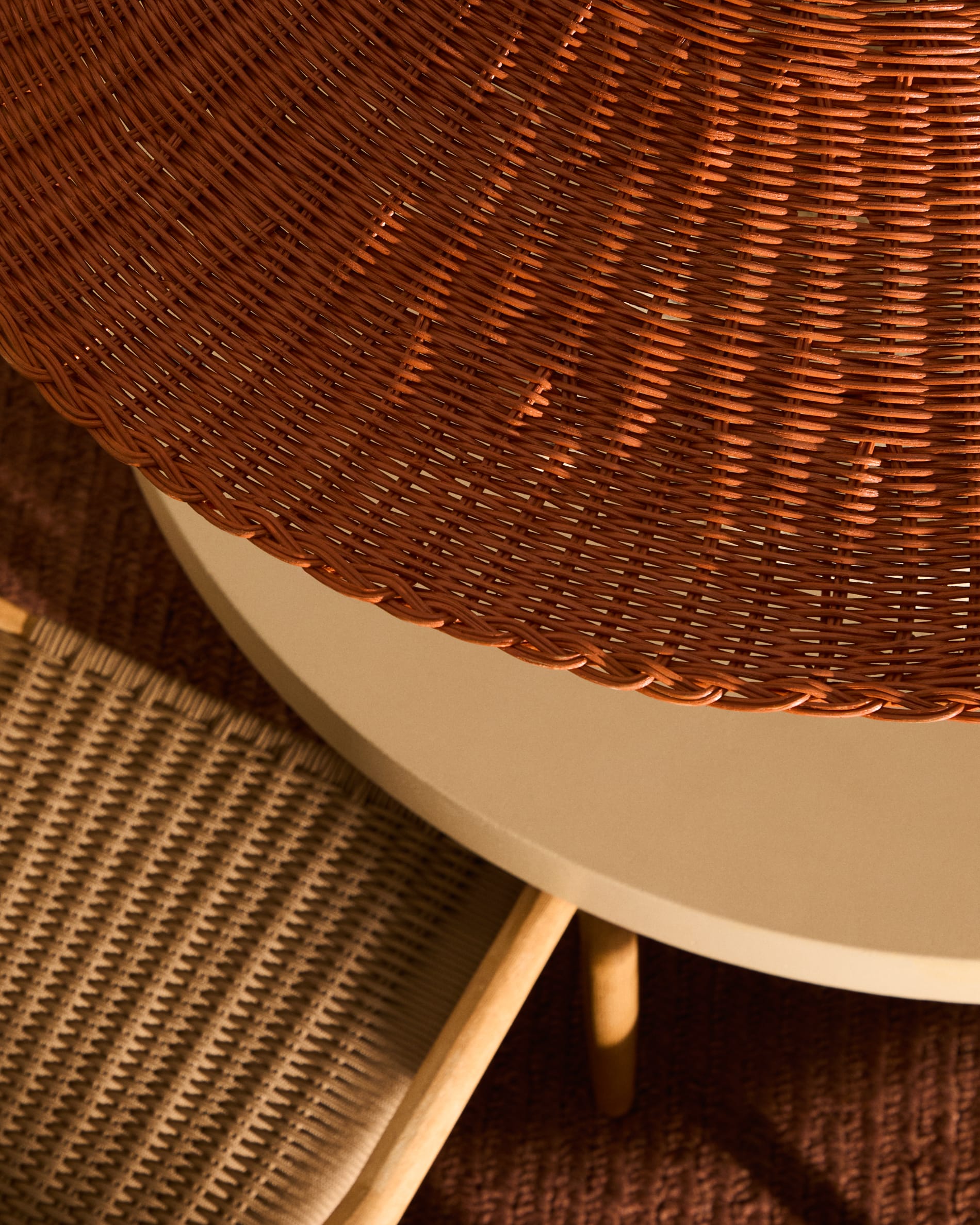 Bladia rattan ceiling lamp shade with terracotta finish Ø90cm