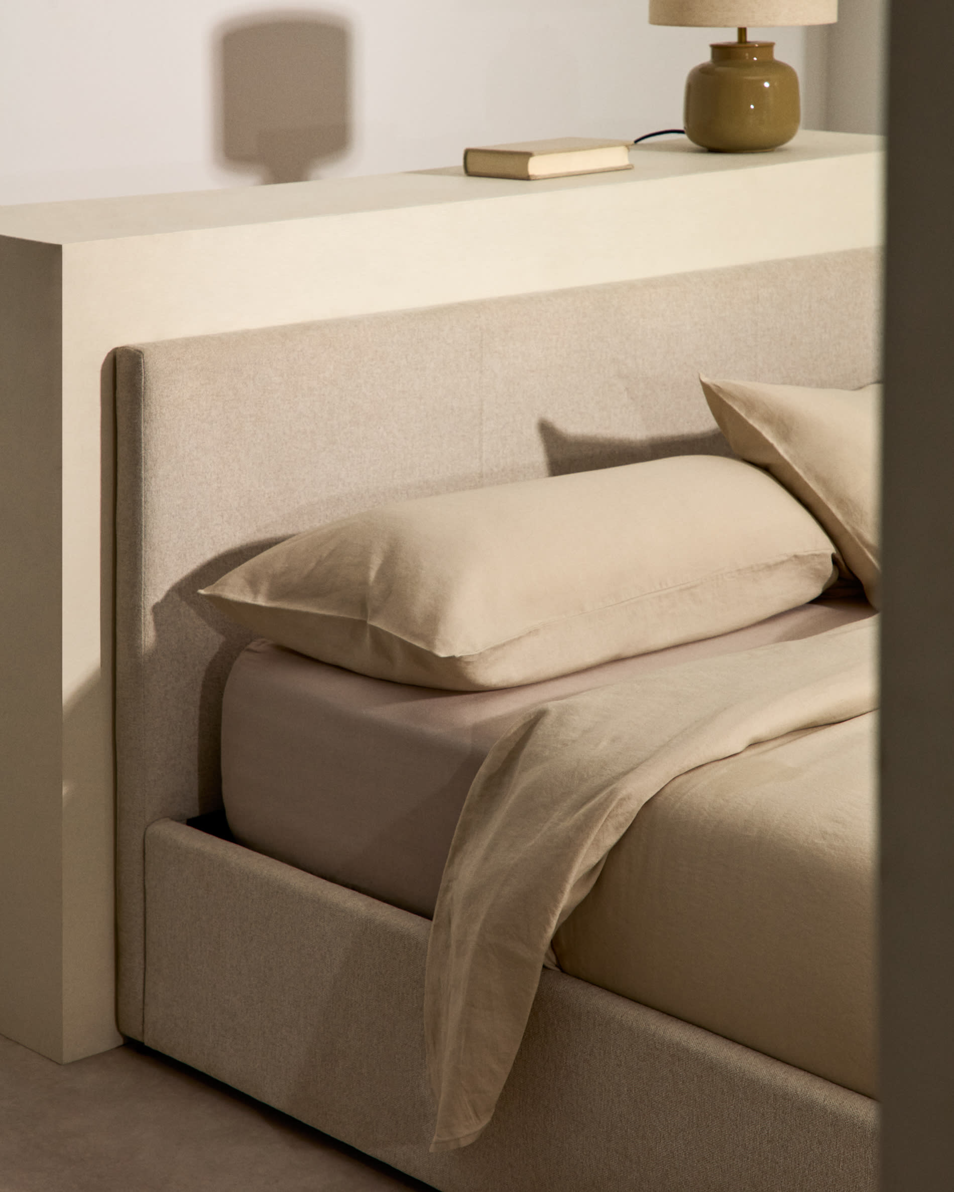 Simmel ecru linen blend adjustable bottom sheet for 160 cm bed